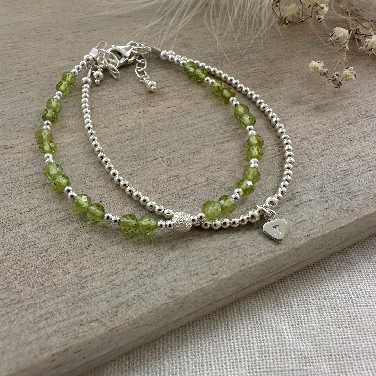 Set of Peridot Bracelets, August Birthstone, Stacking Bracelet Set