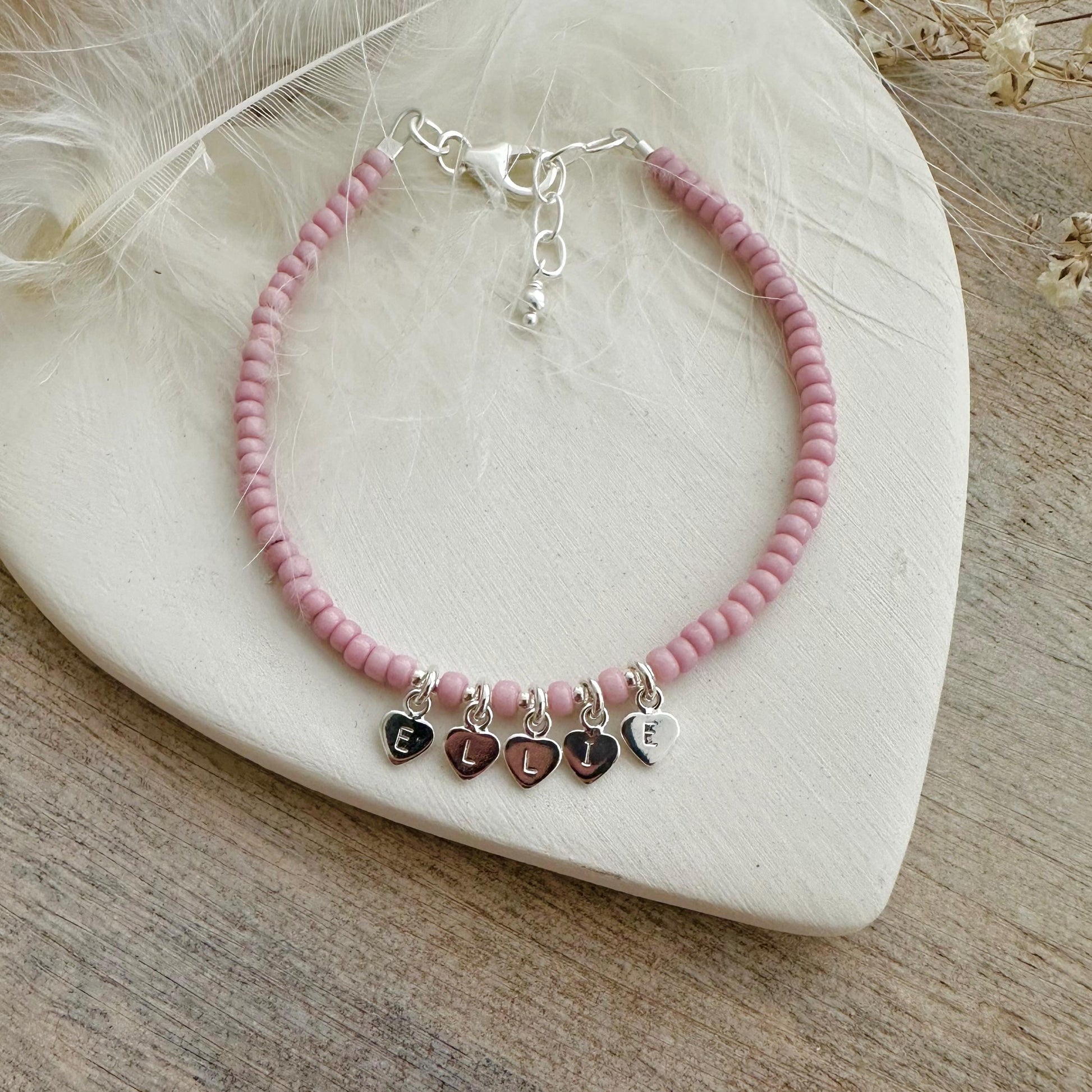 Beaded Name Bracelet personalised minimalist jewellery, Birthday Gift Idea for Women