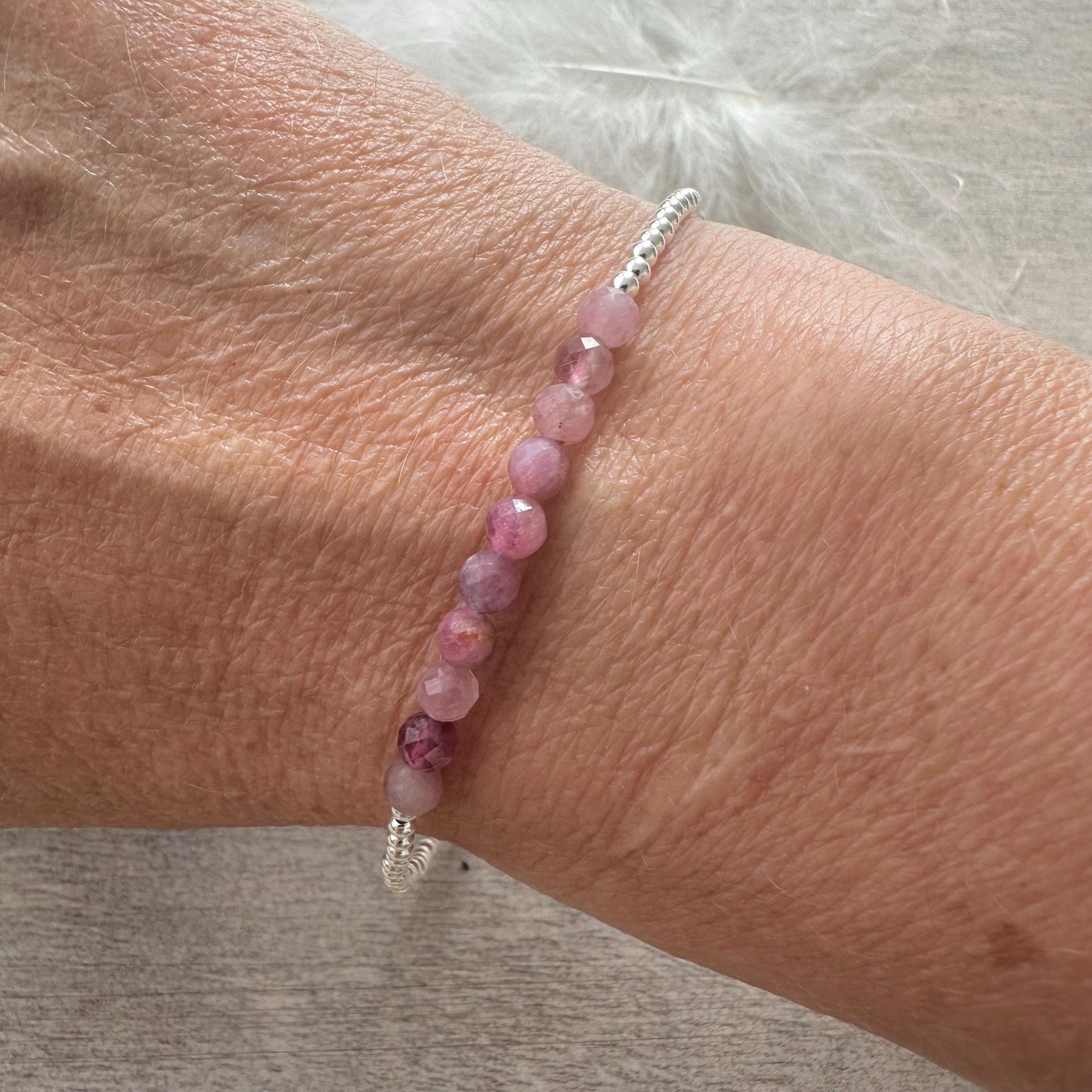 Tourmaline October Birthstone Bracelet, dainty stacking bracelet in sterling silver