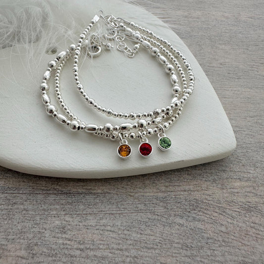 Family Birthstone Bracelet Set with Crystal Charms For Mums, Sentimental for Mothers Day Christmas Day & Birthdays Gifts