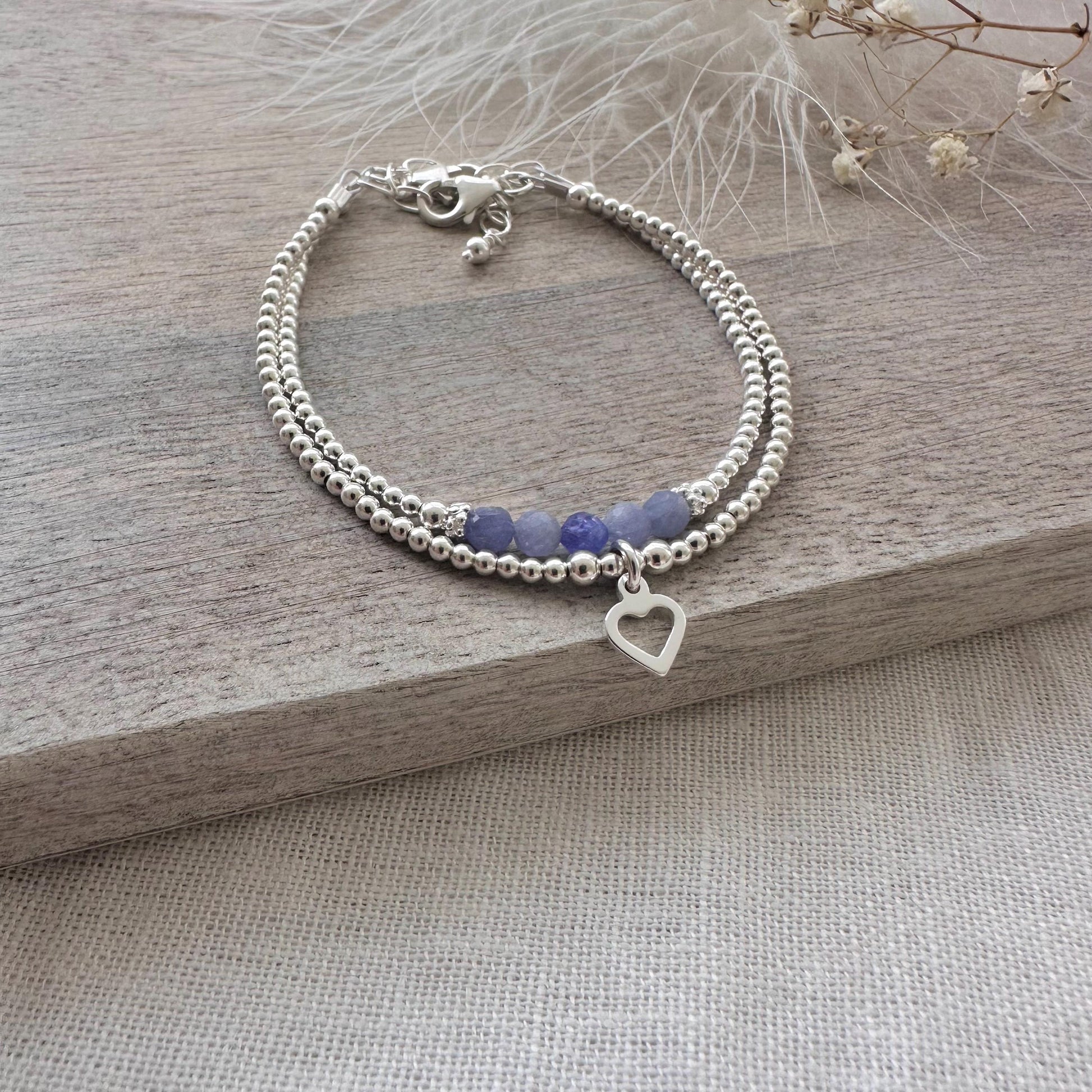 Set of Tanzanite Stacking Bracelets, December Birthstone