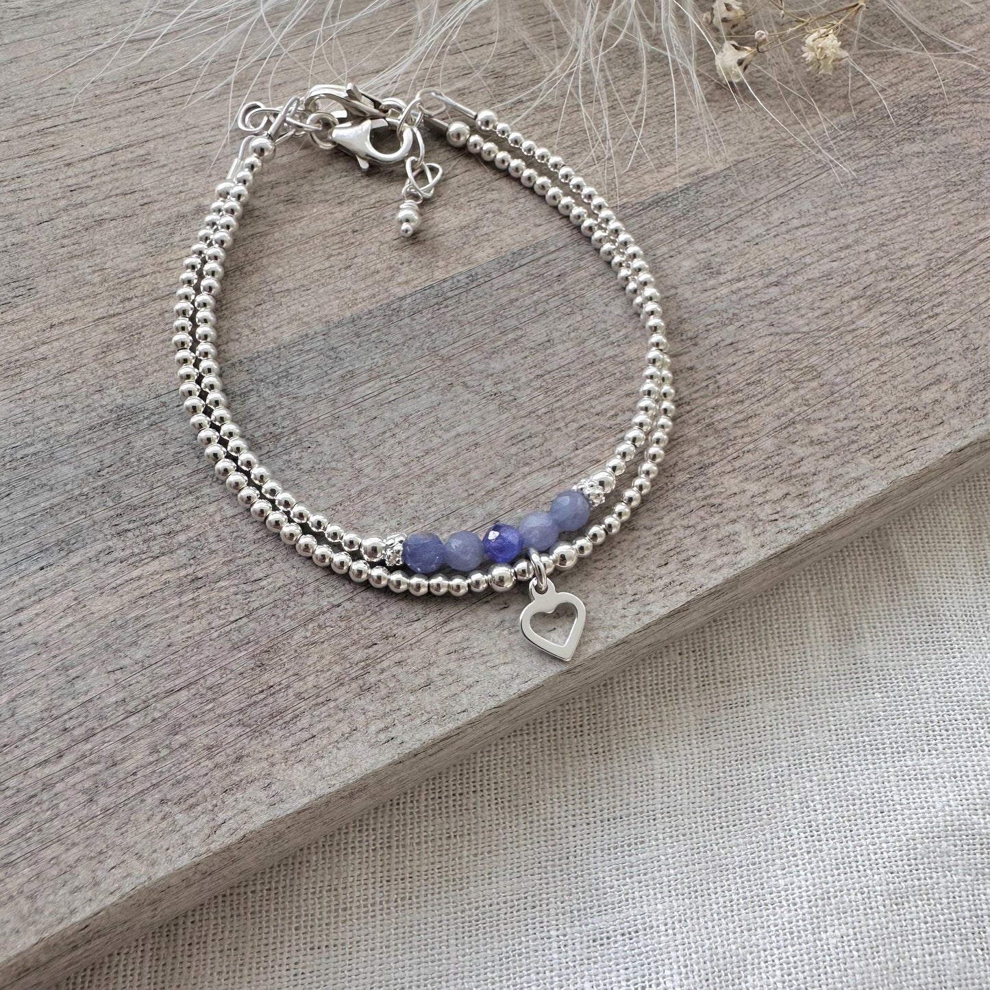 Set of Tanzanite Stacking Bracelets, December Birthstone