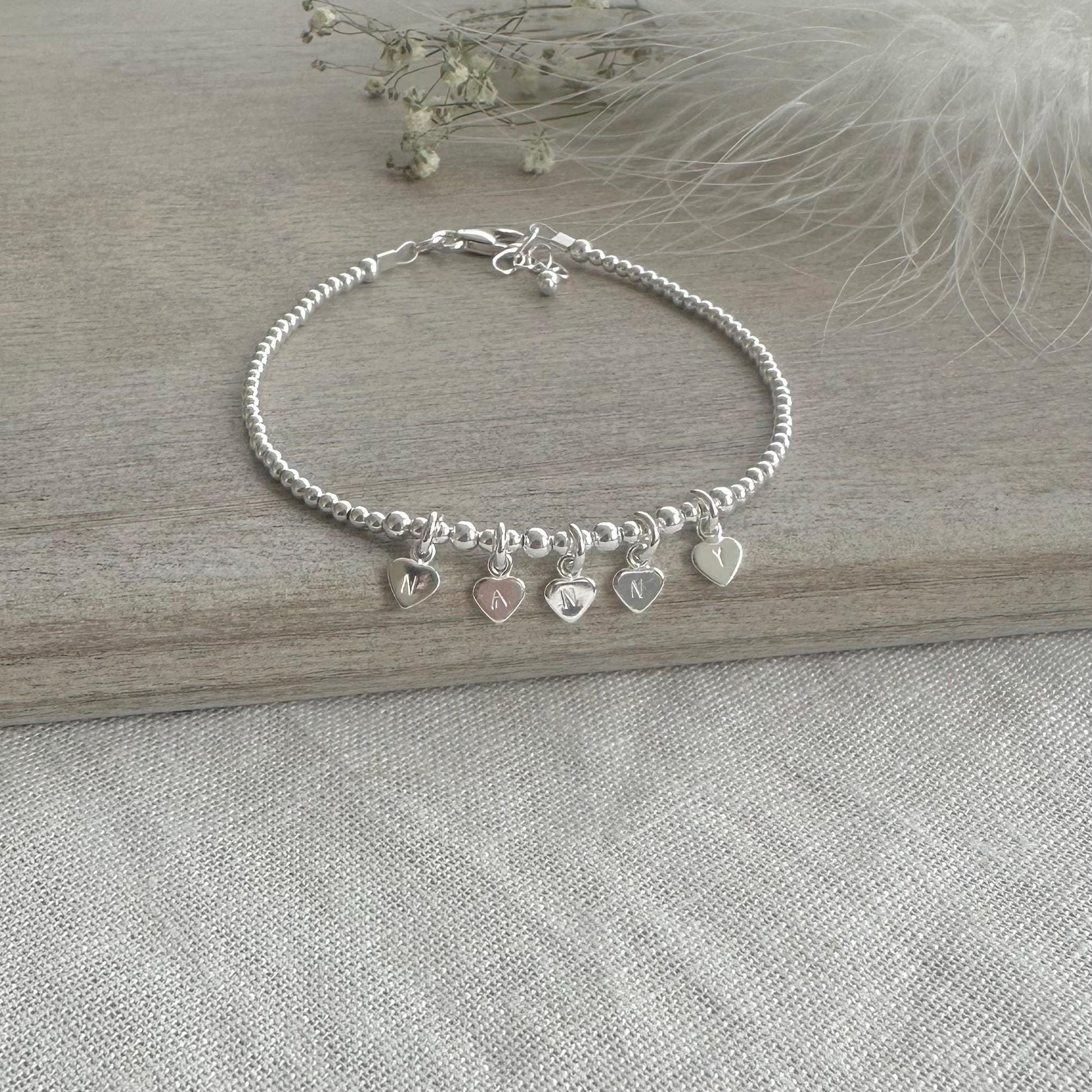 Nanny Charm Bracelet, Nanny Christmas gift, Sterling Silver Jewellery for Grandma, Mother’s Day gift