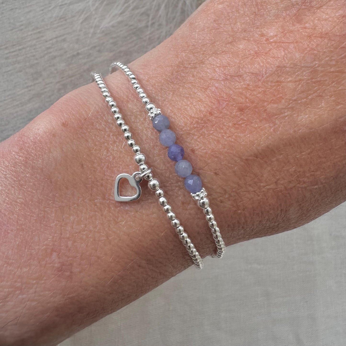 Set of Tanzanite Stacking Bracelets, December Birthstone