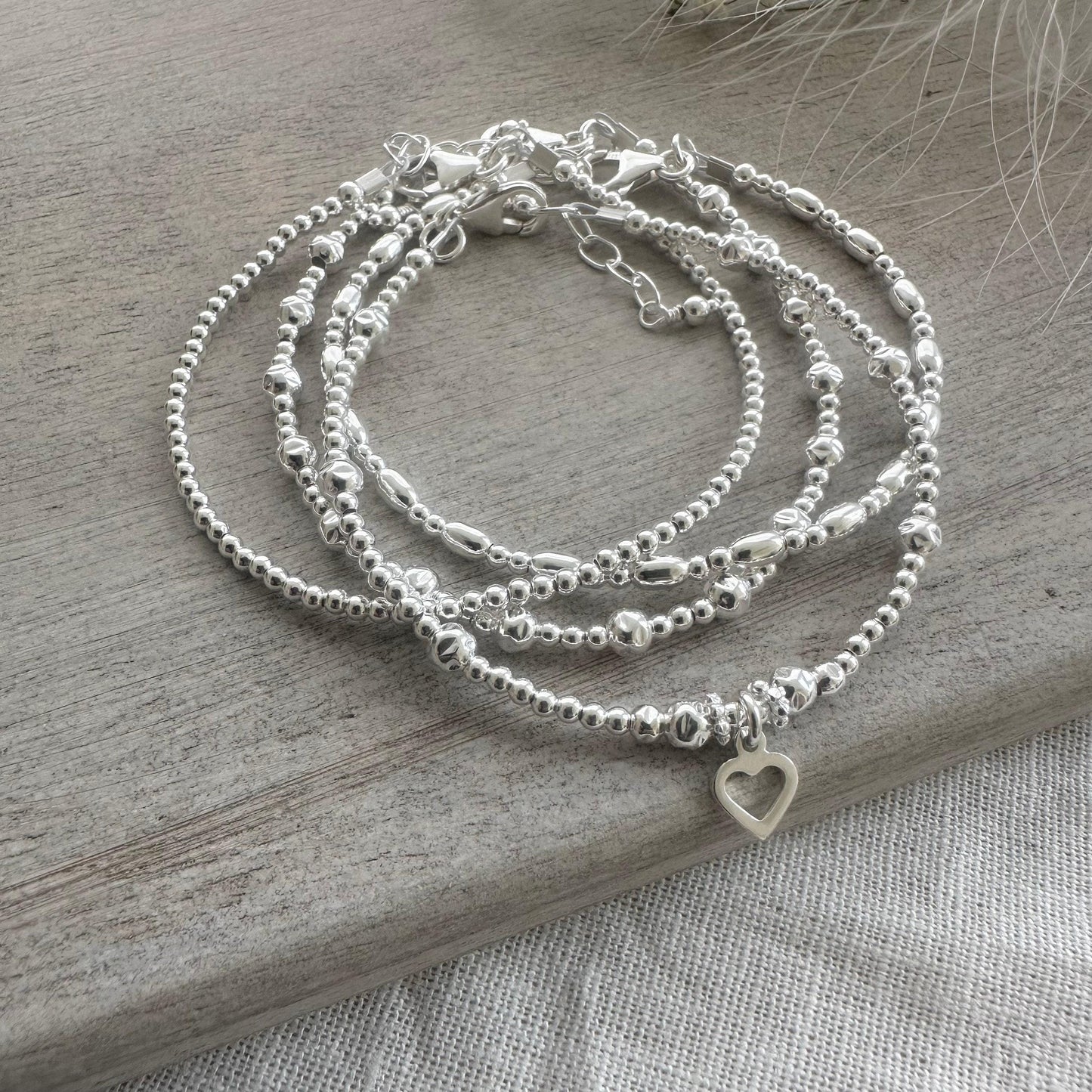 Silver Stacking Bracelet Set, Sterling Silver Bracelets