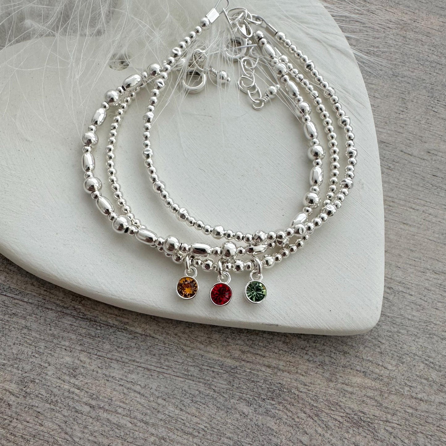 Family Birthstone Bracelet Set with Crystal Charms For Mums, Sentimental for Mothers Day Christmas Day & Birthdays Gifts