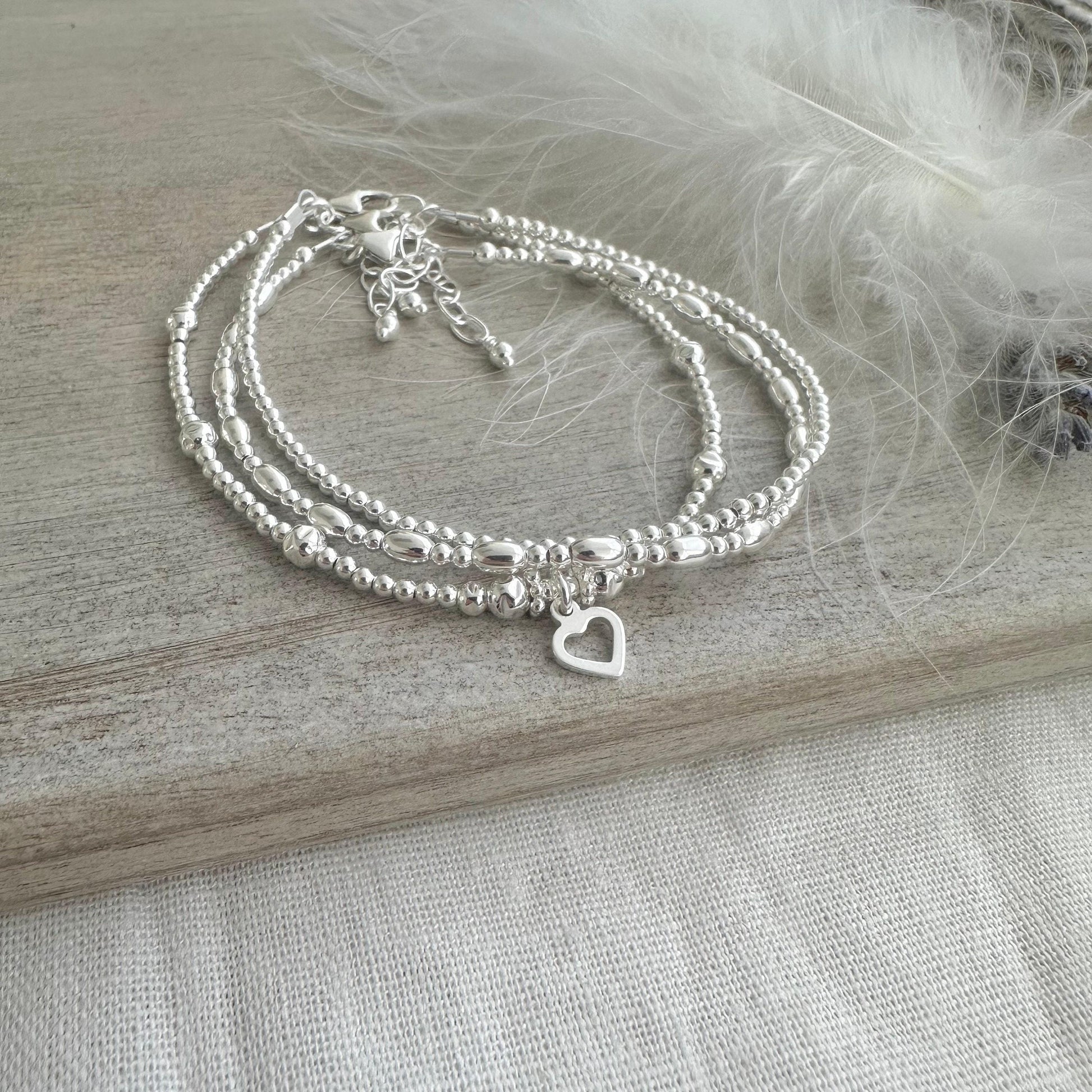 Three Layering Bracelets, Sterling Silver Bracelet Set