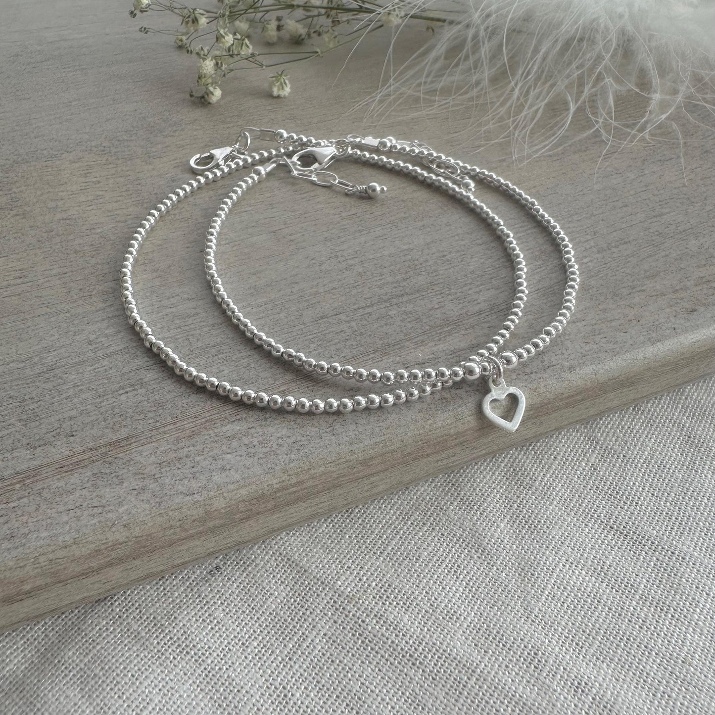 Sterling Silver Bracelet Set, Dainty Silver Bracelets