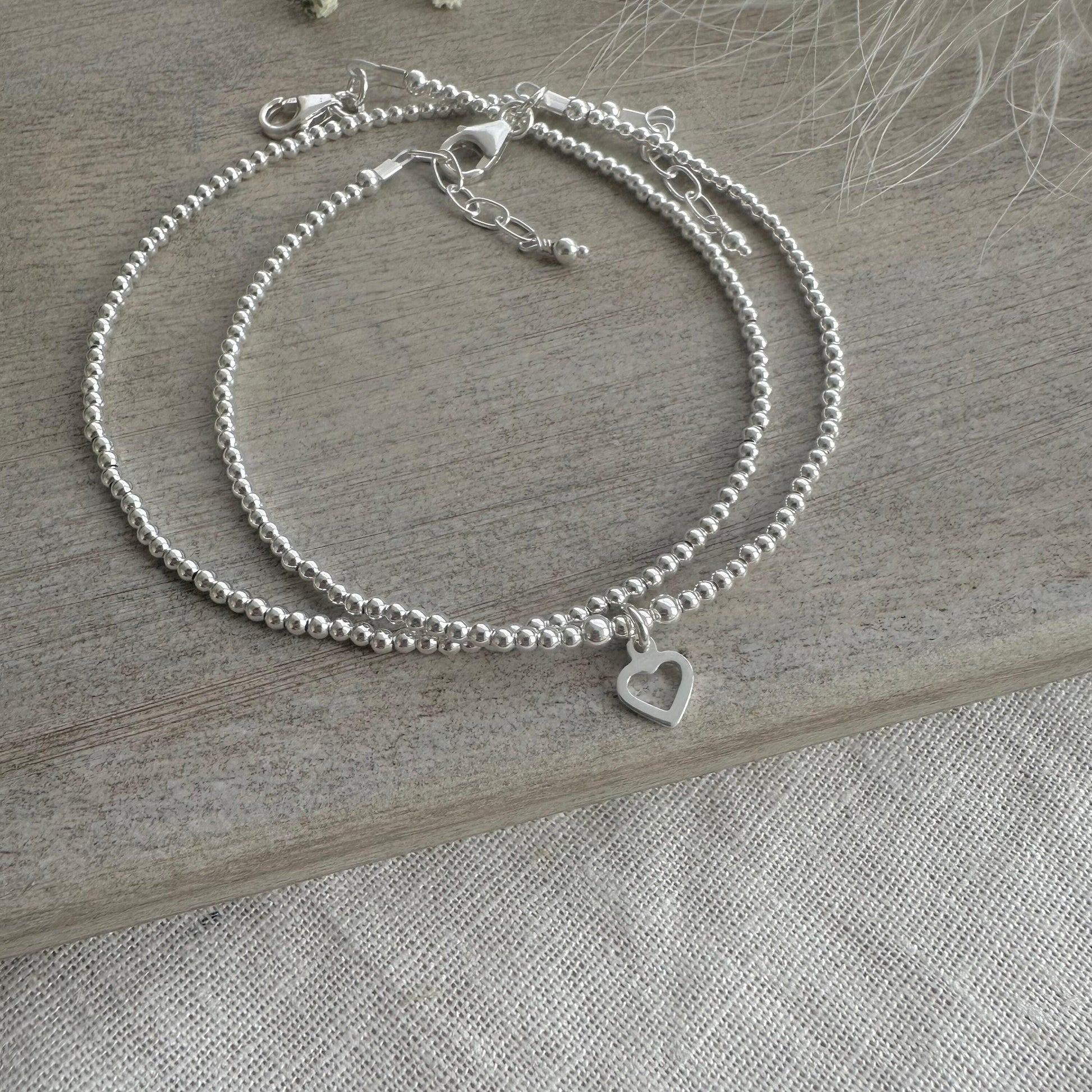 Sterling Silver Bracelet Set, Dainty Silver Bracelets