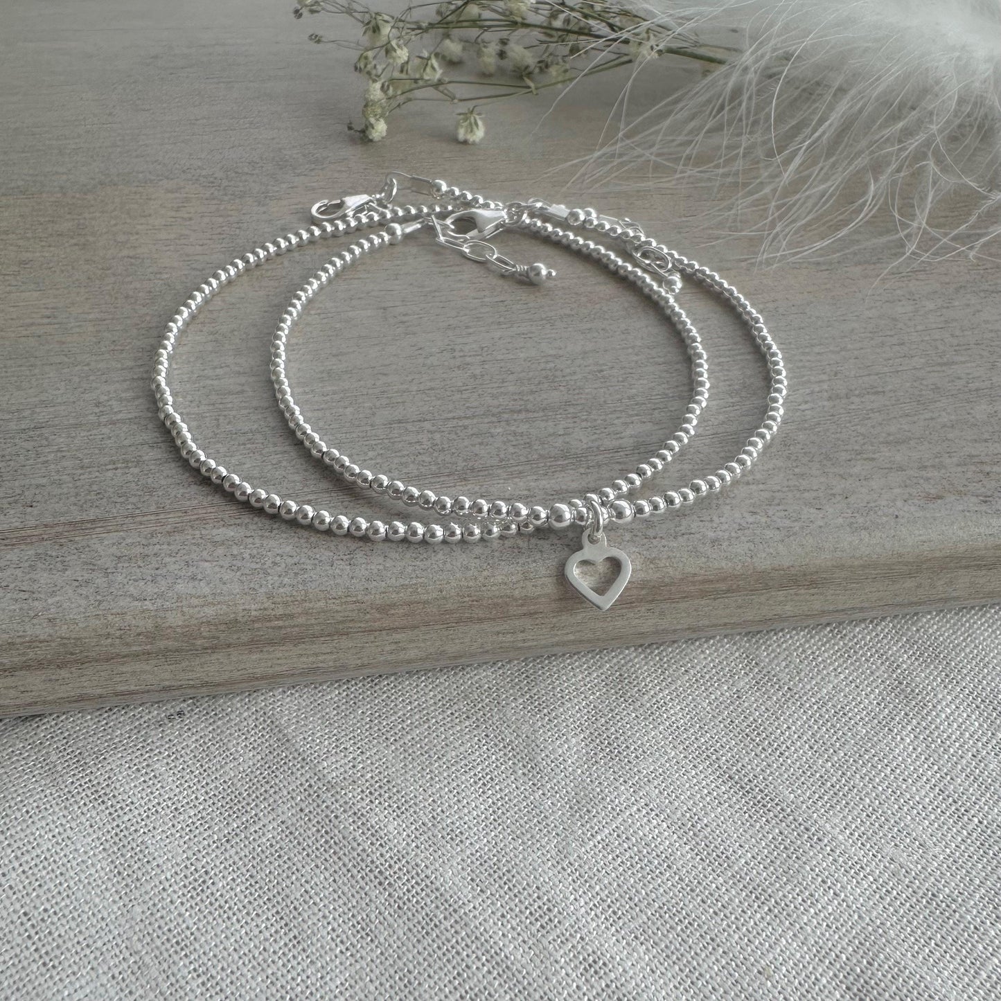 Sterling Silver Bracelet Set, Dainty Silver Bracelets