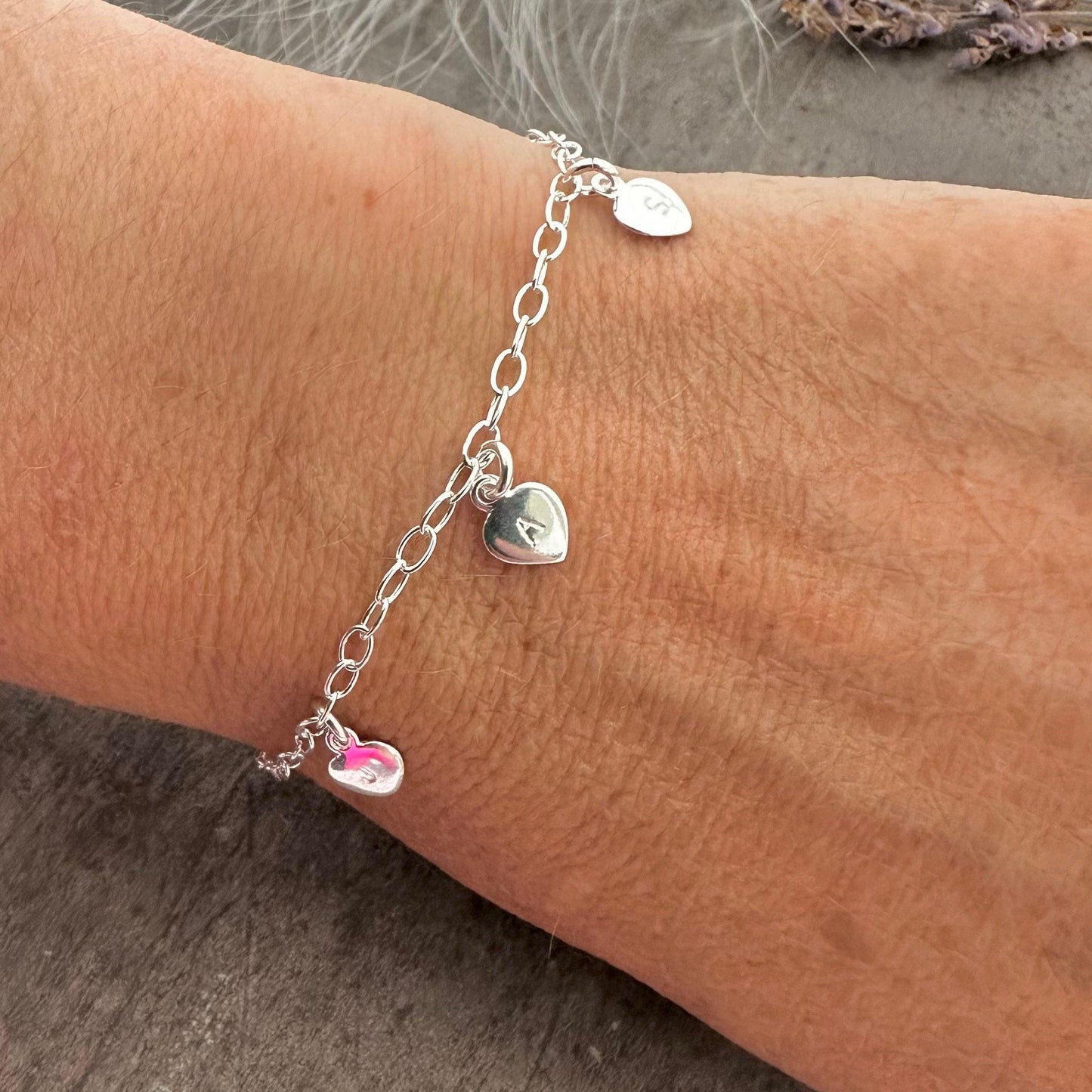 Tiny Initials Bracelet with Family Initials, Sterling Silver Chain Jewellery