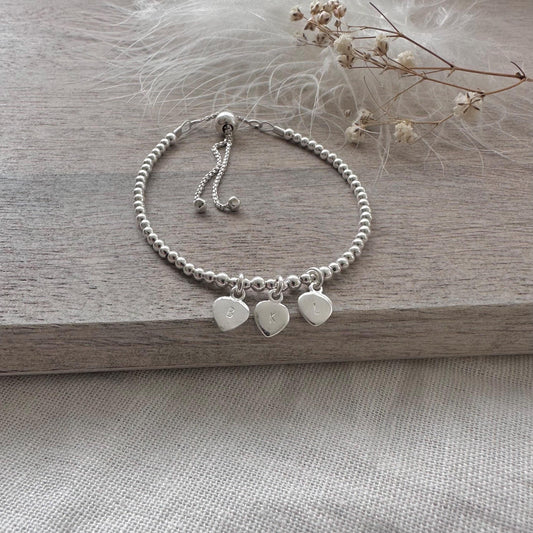 Personalised Slider Bracelet with Initial Charm Bracelet, Sterling Silver bracelet