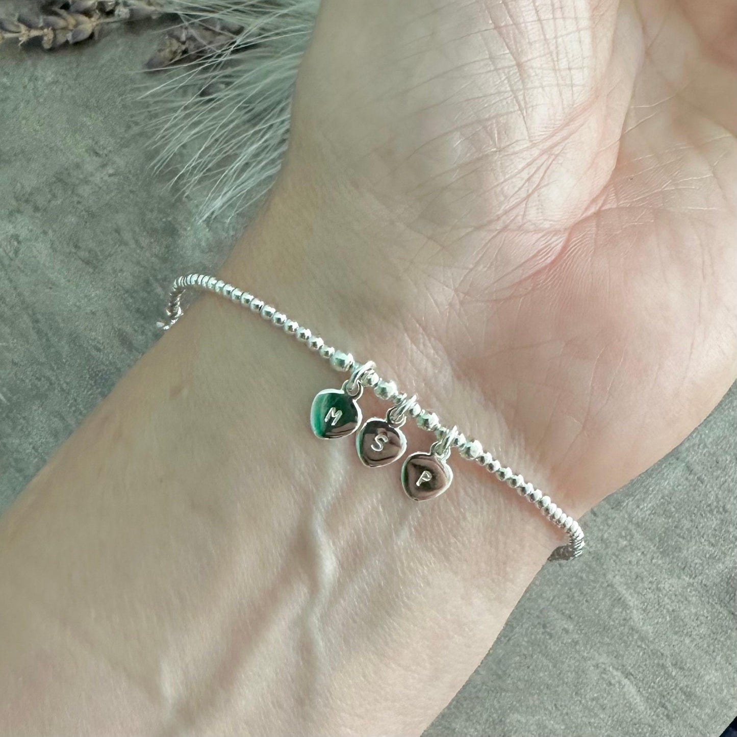 Mothers Day Gift for Sister Friend Family Initial Bracelet in Sterling Silver