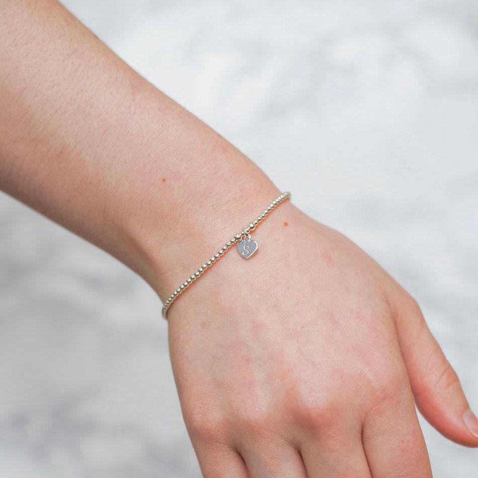 Sterling Silver Initial Bracelet, Dainty personalised Bracelet