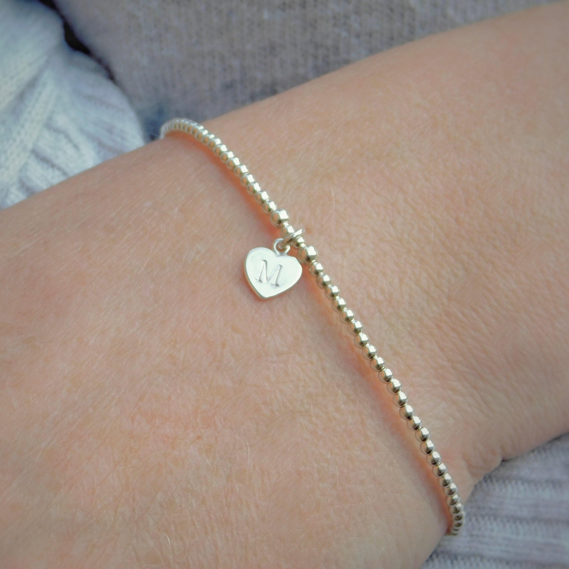 Sterling Silver Initial Bracelet, Dainty personalised Bracelet