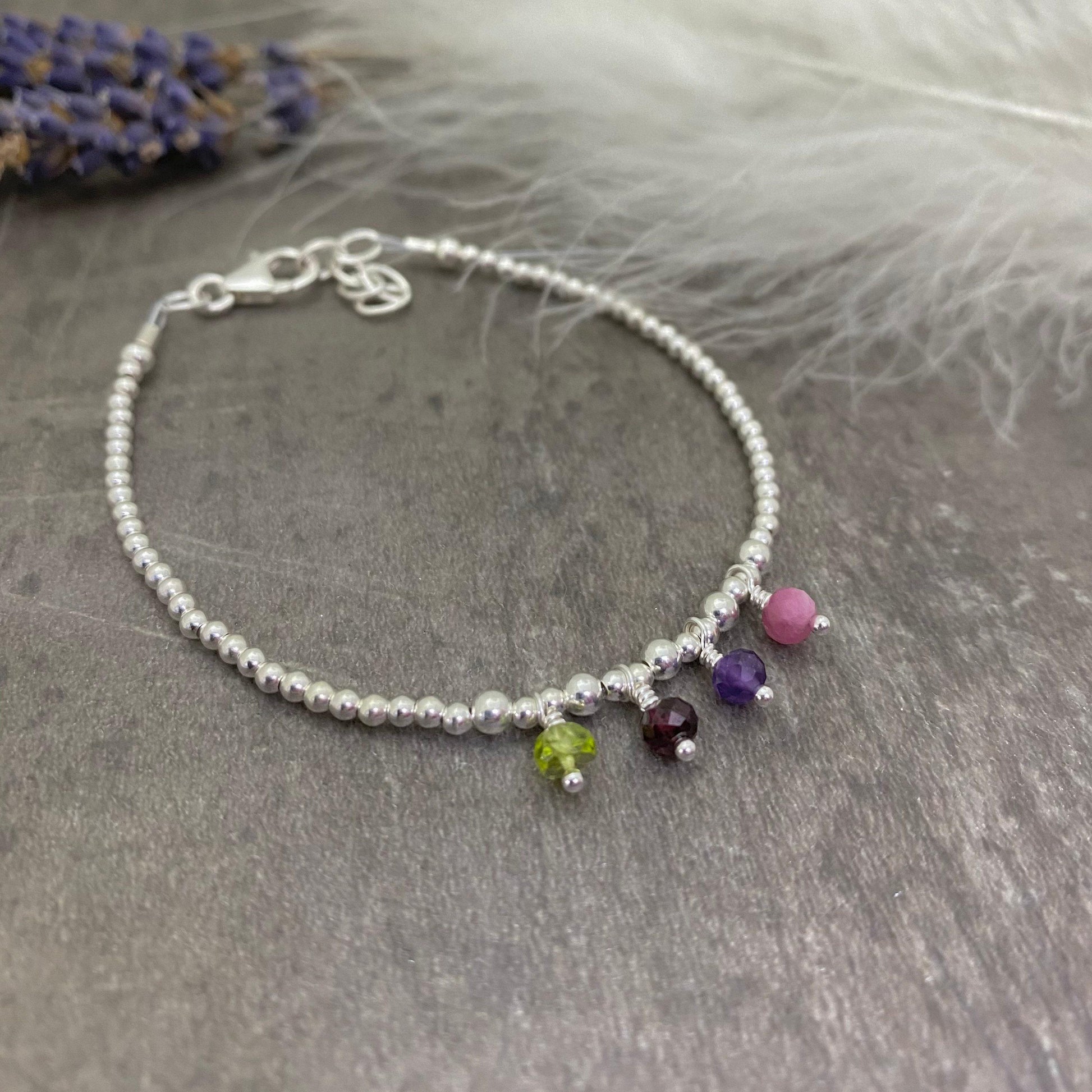 Dainty Family Birthstone Bracelet for Mum or Grandmother, Custom Bracelet