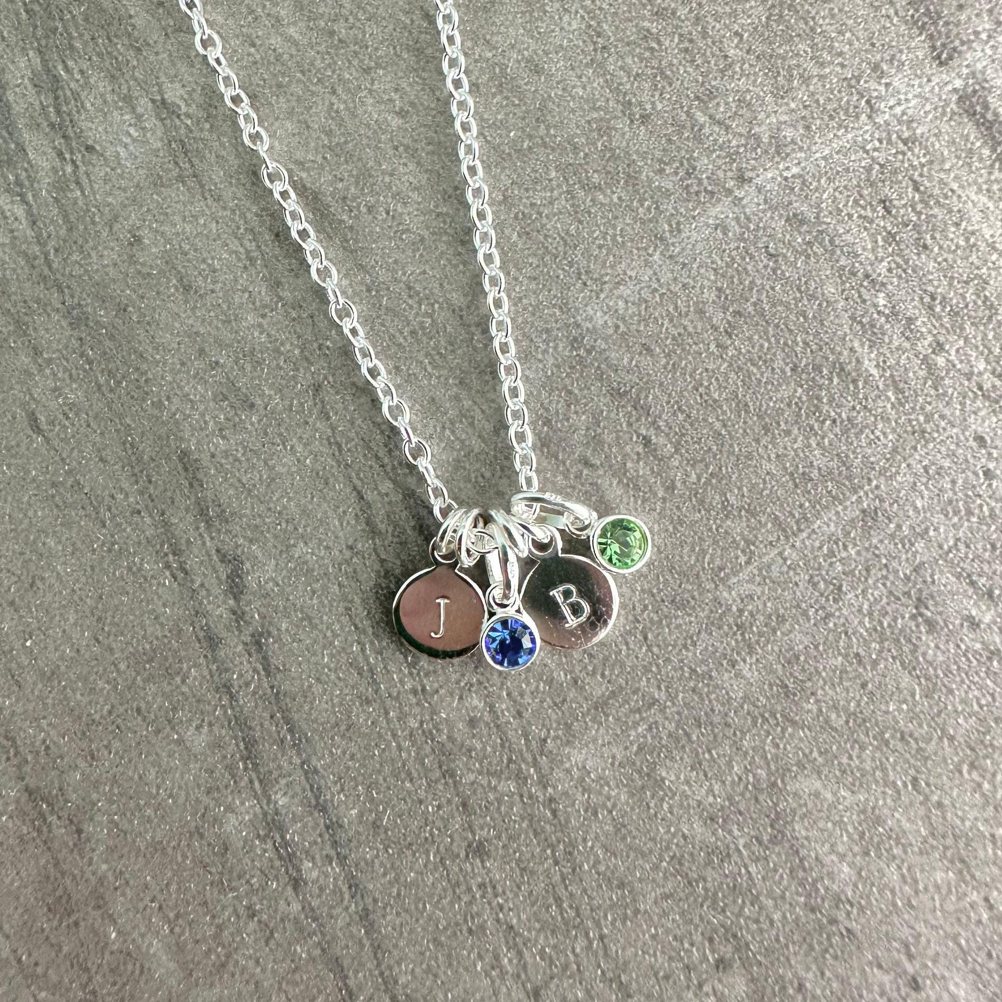 Personalised Crystal Birthstone Charm Necklace with Initials, Sentimental Gift for Mum