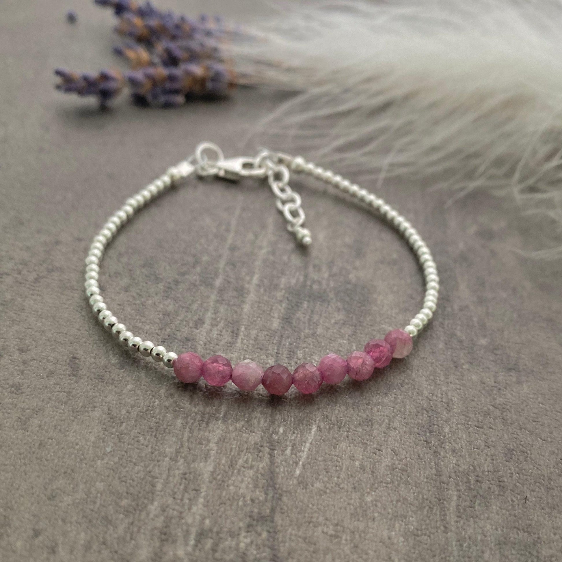 October Birthstone Bracelet, pink tourmaline jewellery