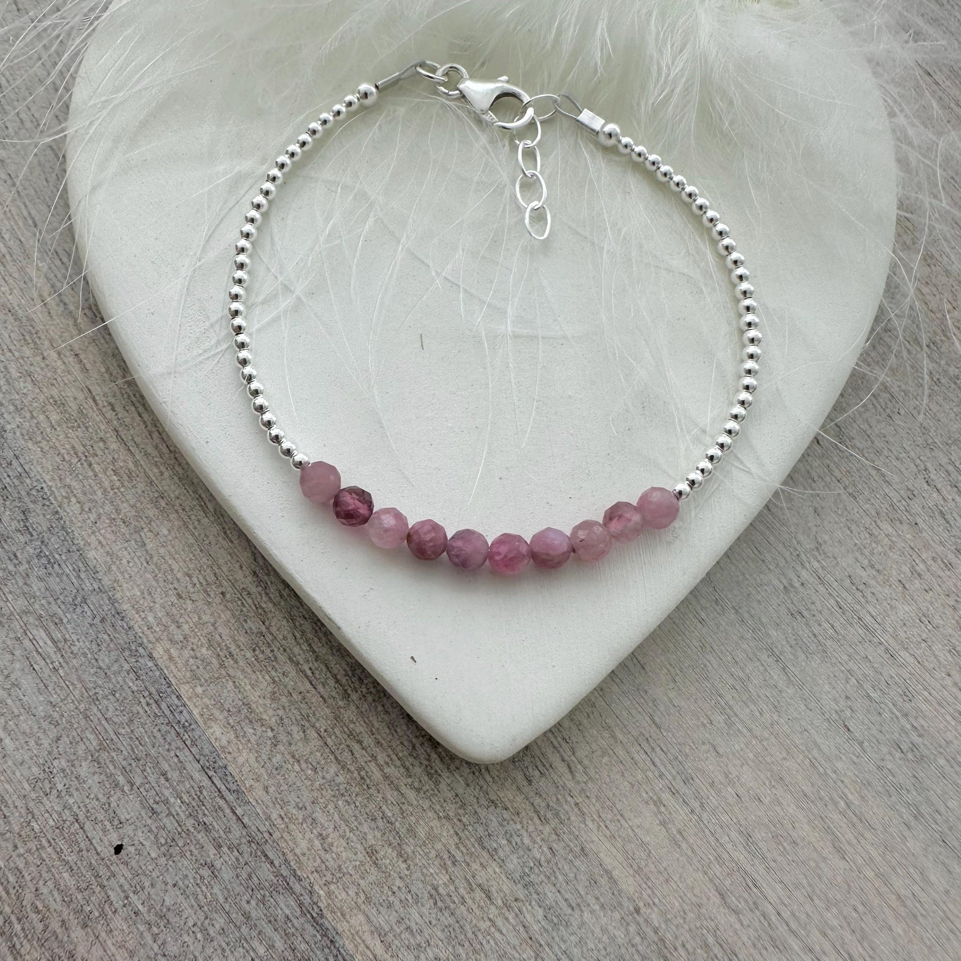 October Birthstone Bracelet, pink tourmaline jewellery