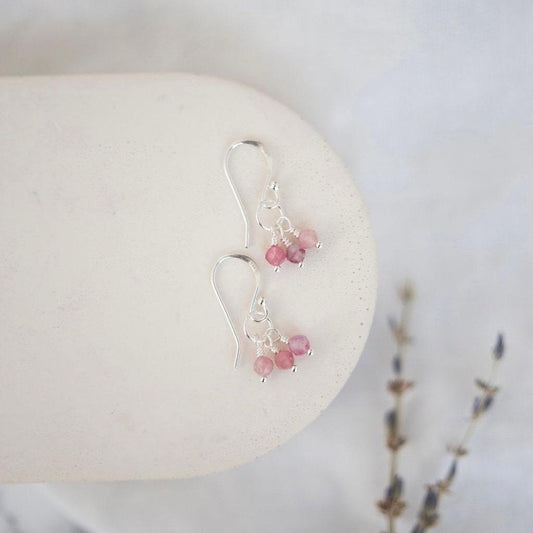 Sterling Silver Pink Tourmaline October Birthstone Earrings, Cascade Earrings