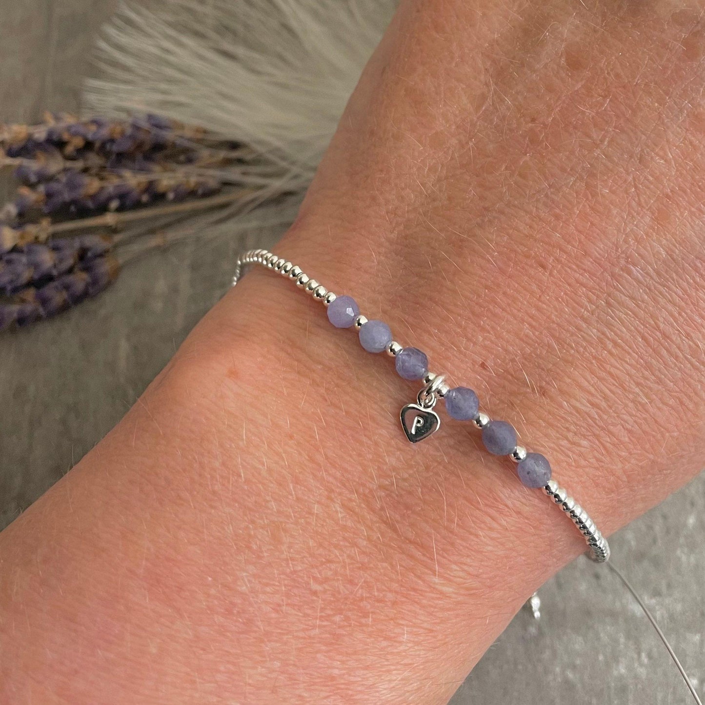 Personalised Tanzanite Bracelet, Dainty December Birthstone Jewellery in Sterling Silver