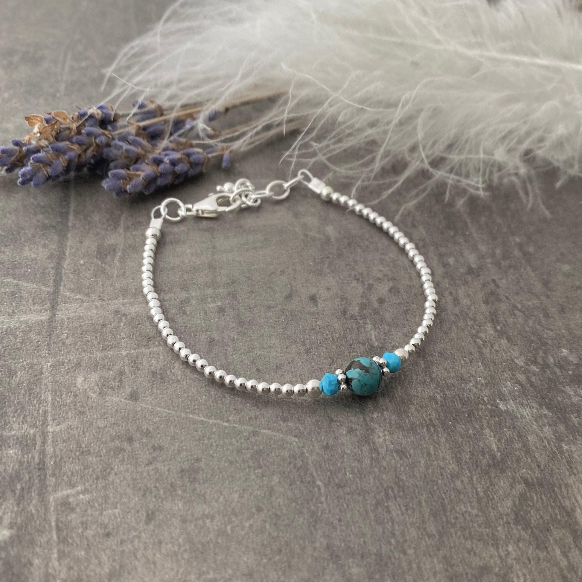 Turquoise Bracelet the December Birthstone in Sterling Silver, Bracelets for Women