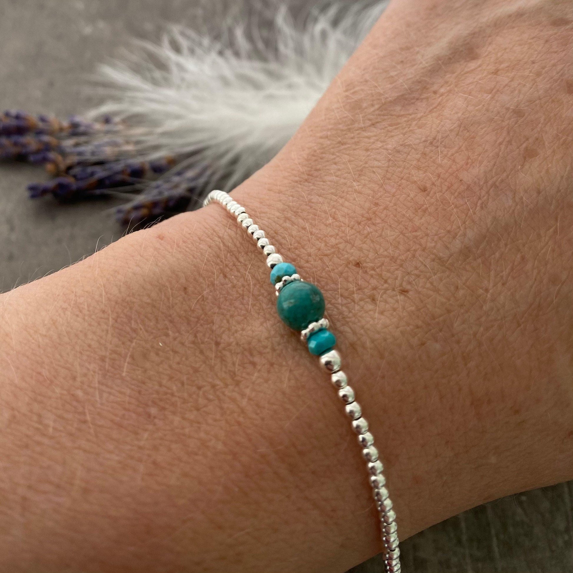 Turquoise Bracelet the December Birthstone in Sterling Silver, Bracelets for Women