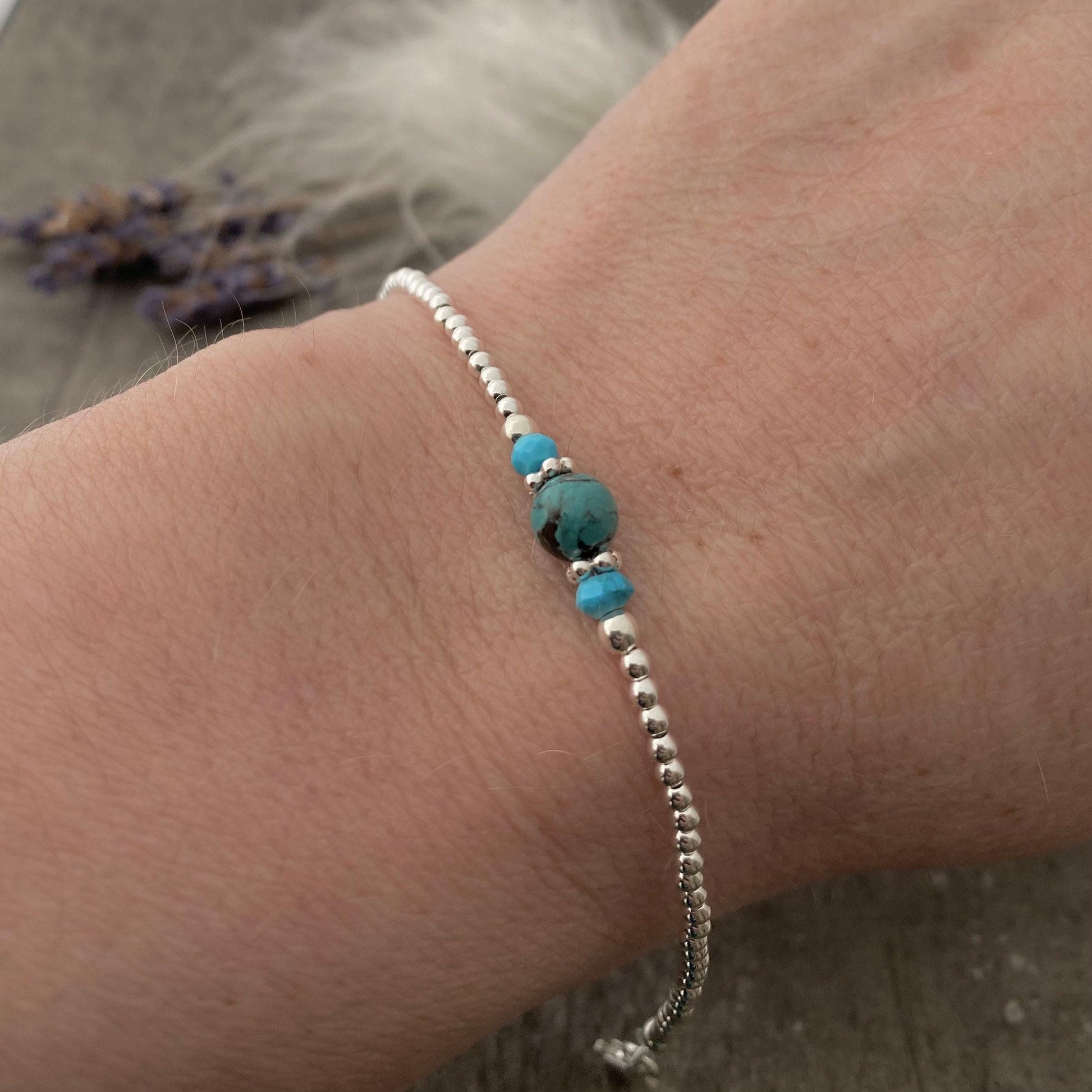 Turquoise Bracelet the December Birthstone in Sterling Silver, Bracelets for Women