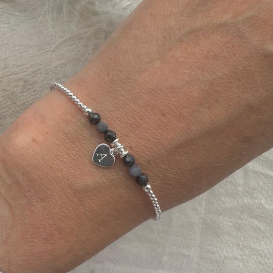 Personalised September Birthstone Bracelet, Dainty Sapphire Bracelet in Sterling Silver