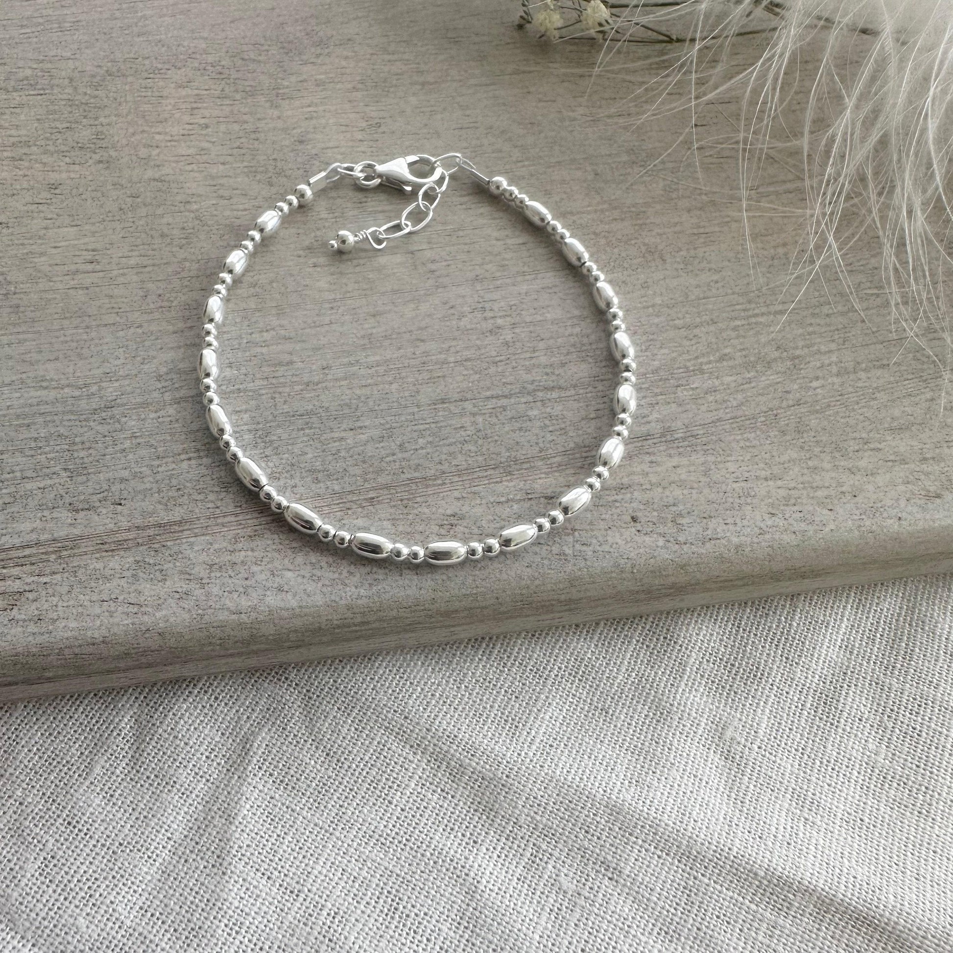 Sterling Silver Oval Layering bracelet, Stacking Bracelets for women