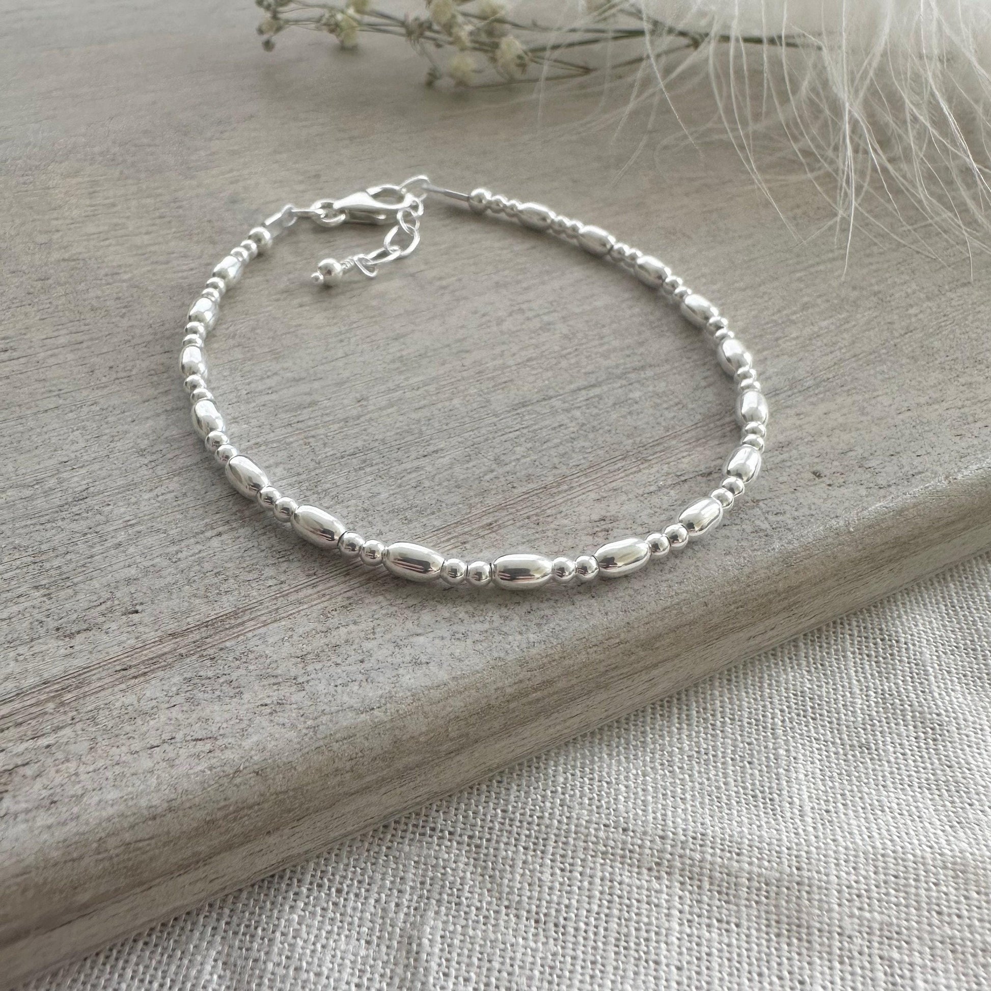 Sterling Silver Oval Layering bracelet, Stacking Bracelets for women