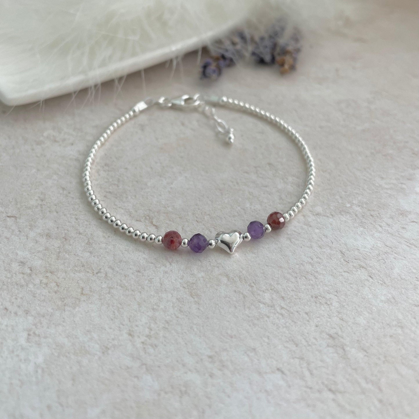 Personalised Family Birthstones Bracelet in Silver, Family Jewelry