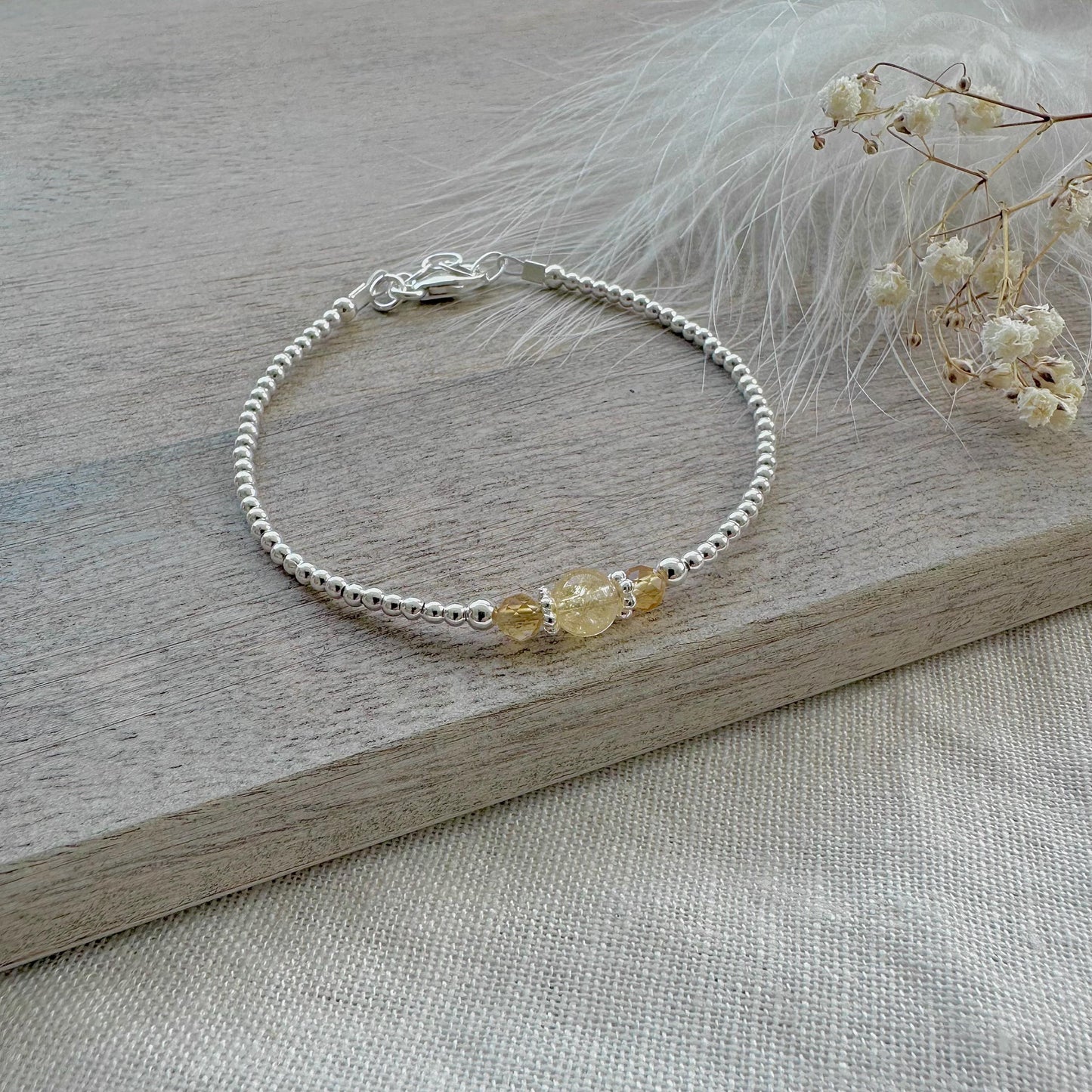 Yellow Citrine Bracelet, , November Birthstone Sterling Silver