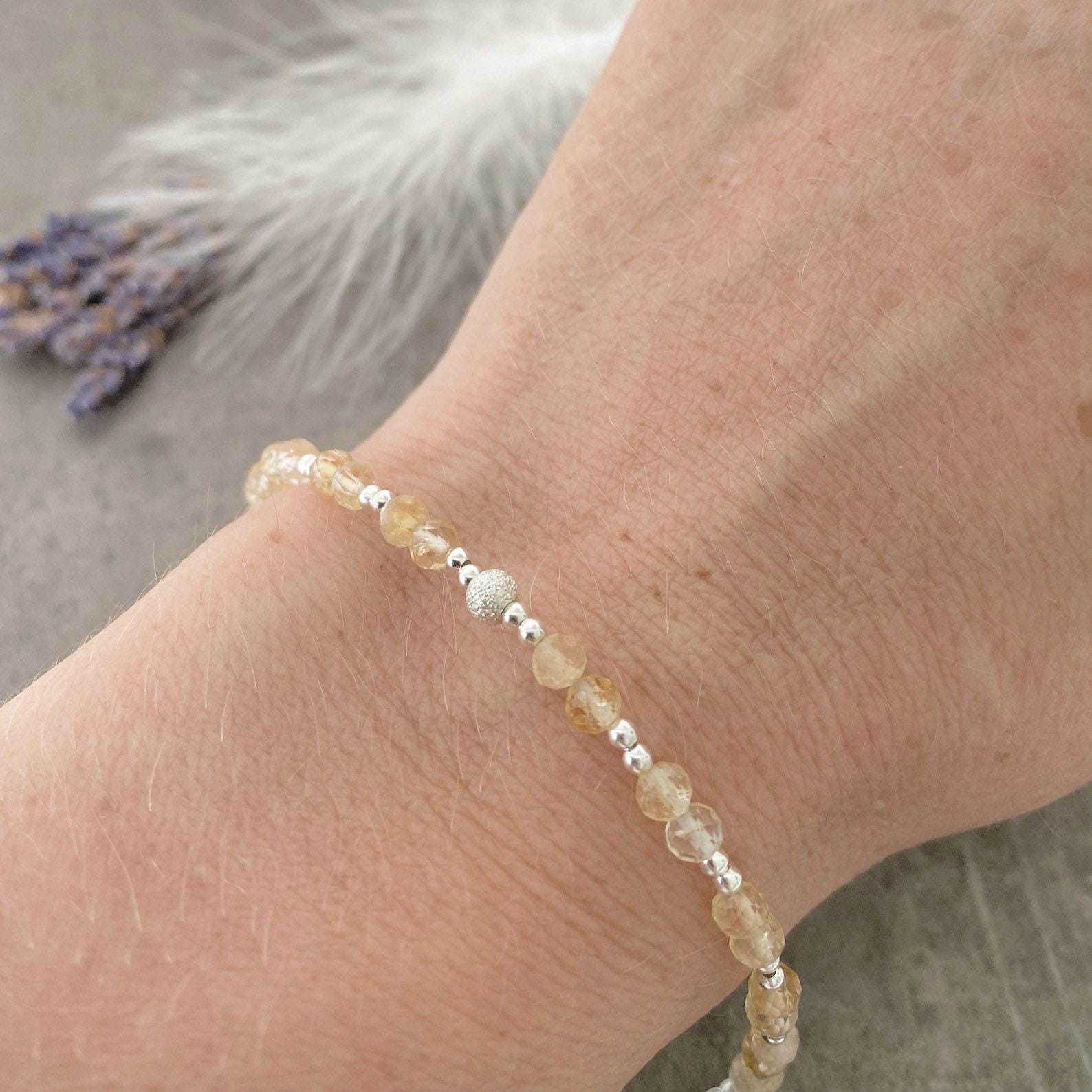 November Birthstone Bracelet, Dainty Citrine Bracelet in Sterling Silver