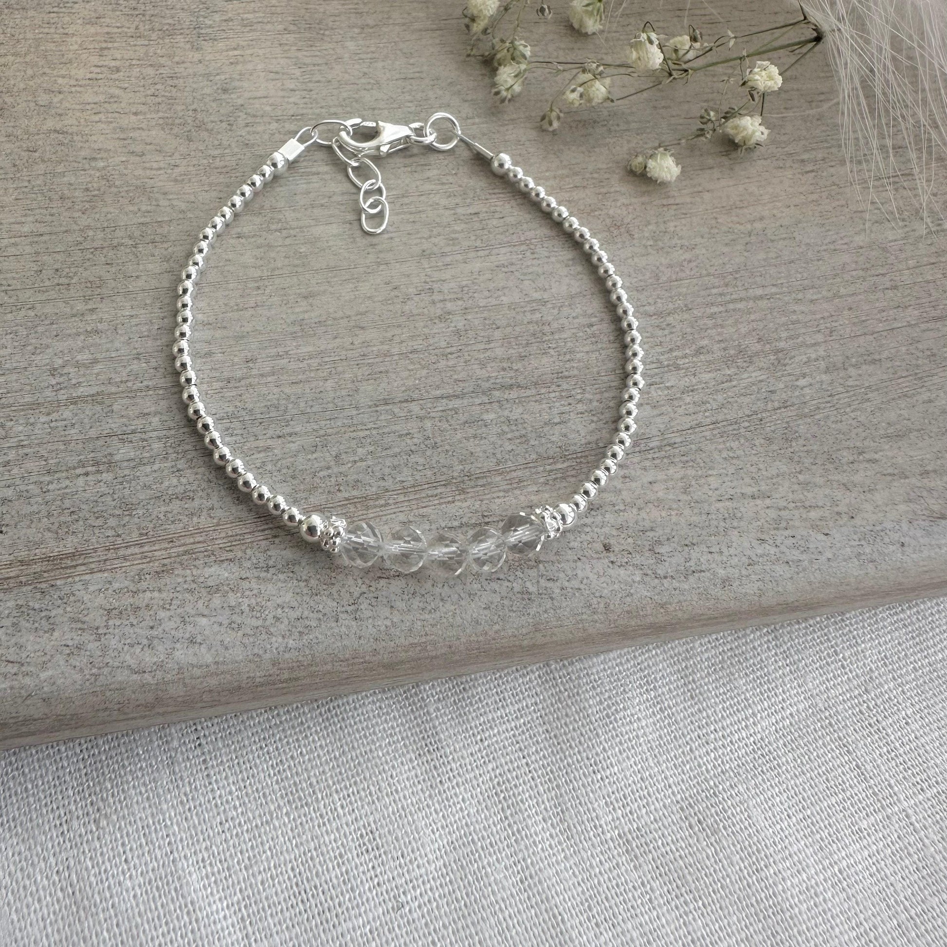 Clear Quartz Bracelet, April Birthstone