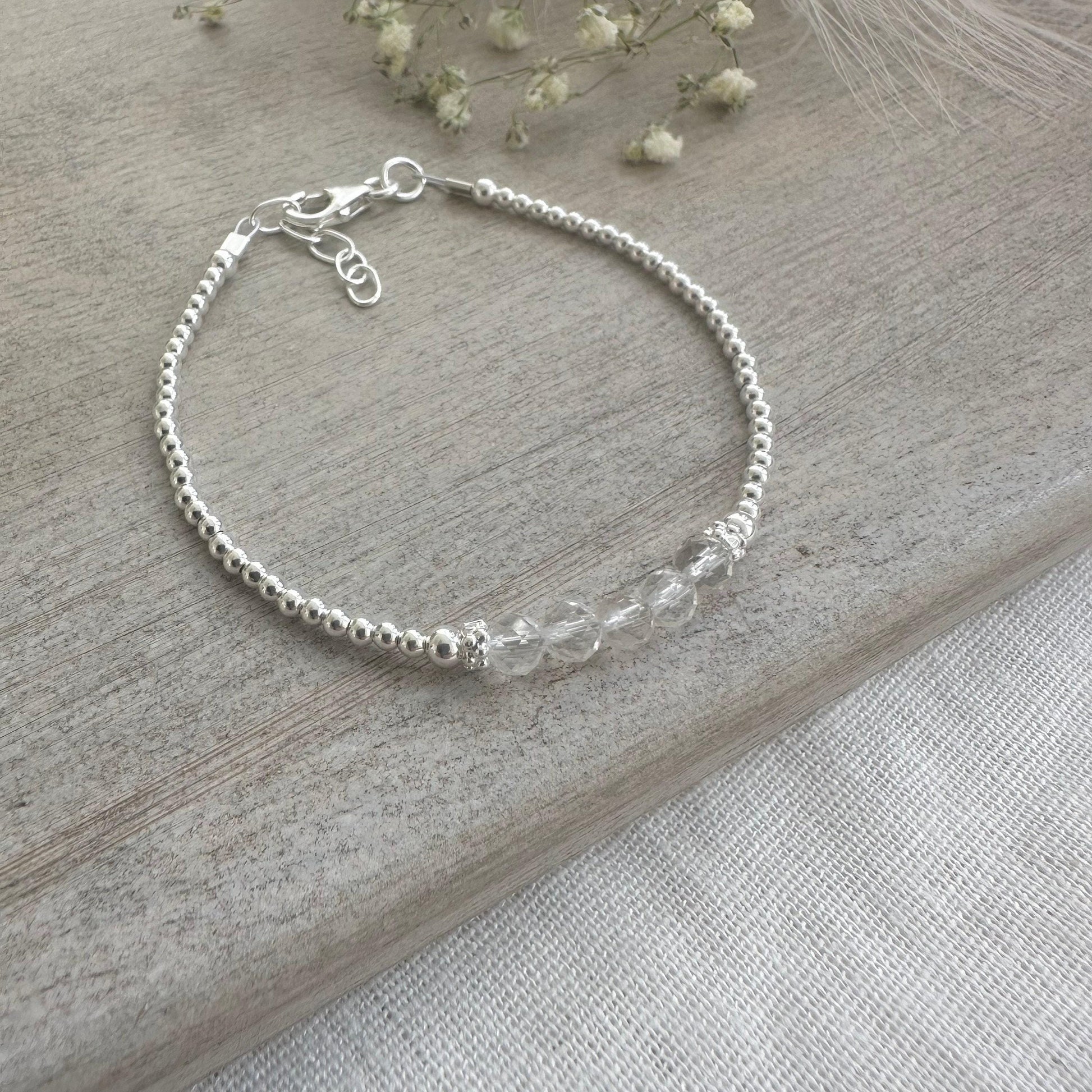 Clear Quartz Bracelet, April Birthstone