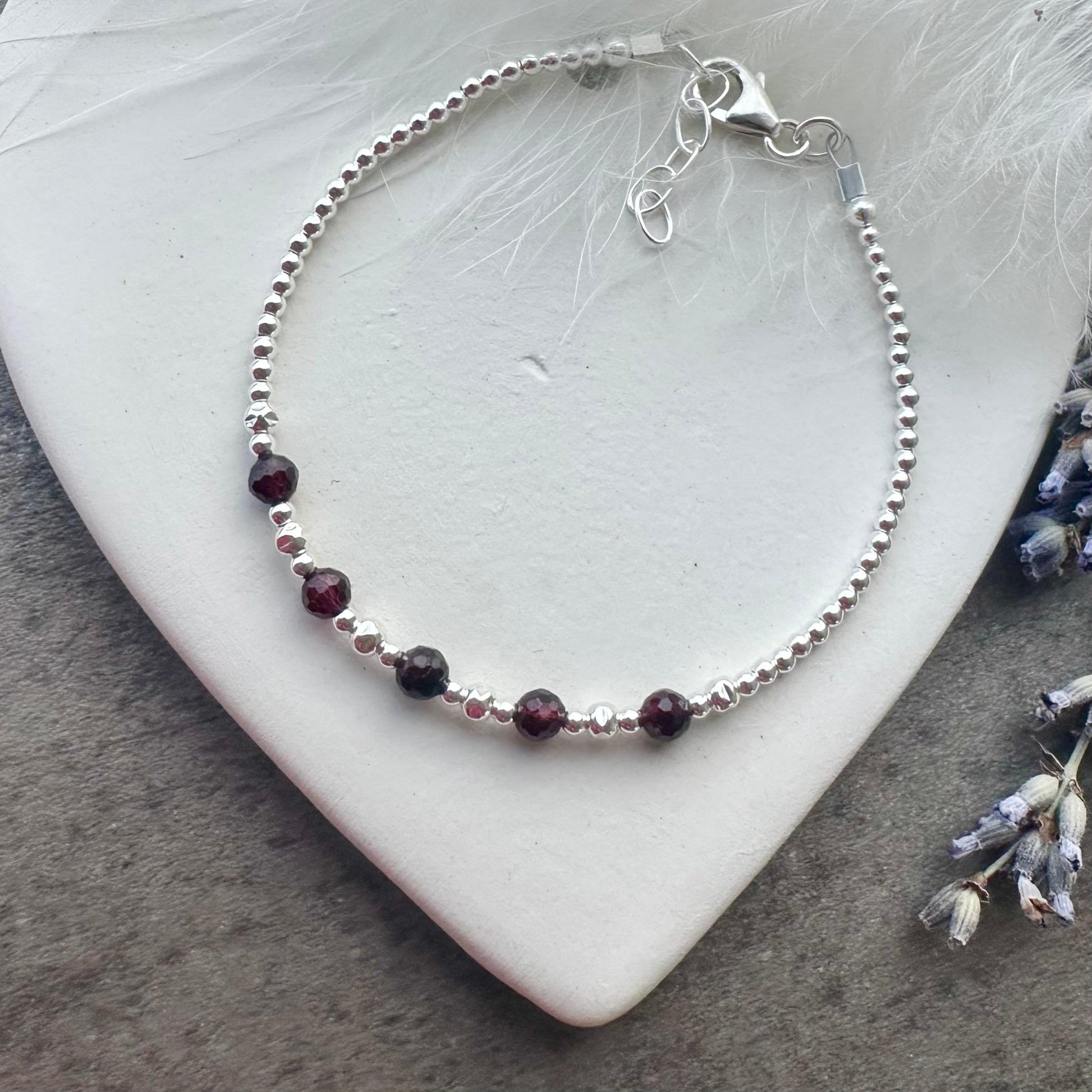 Garnet Bracelet the January Birthstone sterling silver bracelet birthday gift for women