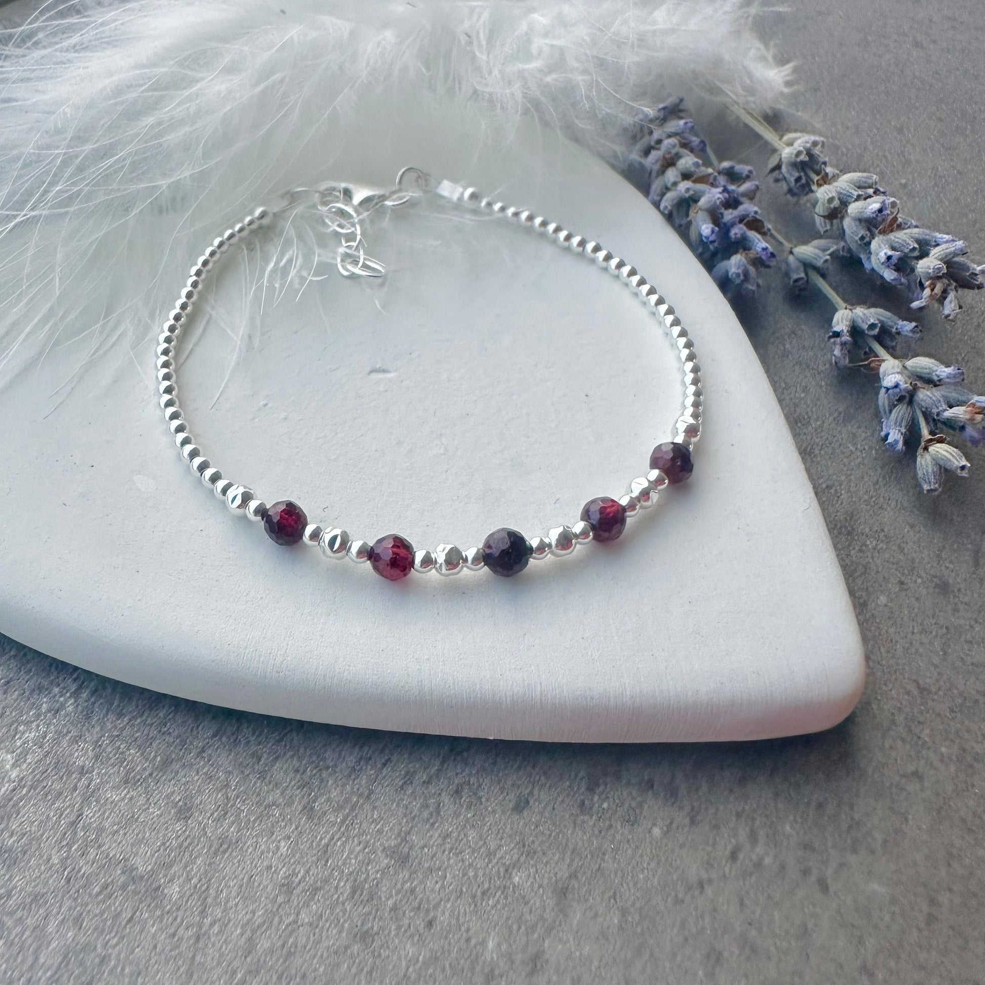 Garnet Bracelet the January Birthstone sterling silver bracelet birthday gift for women