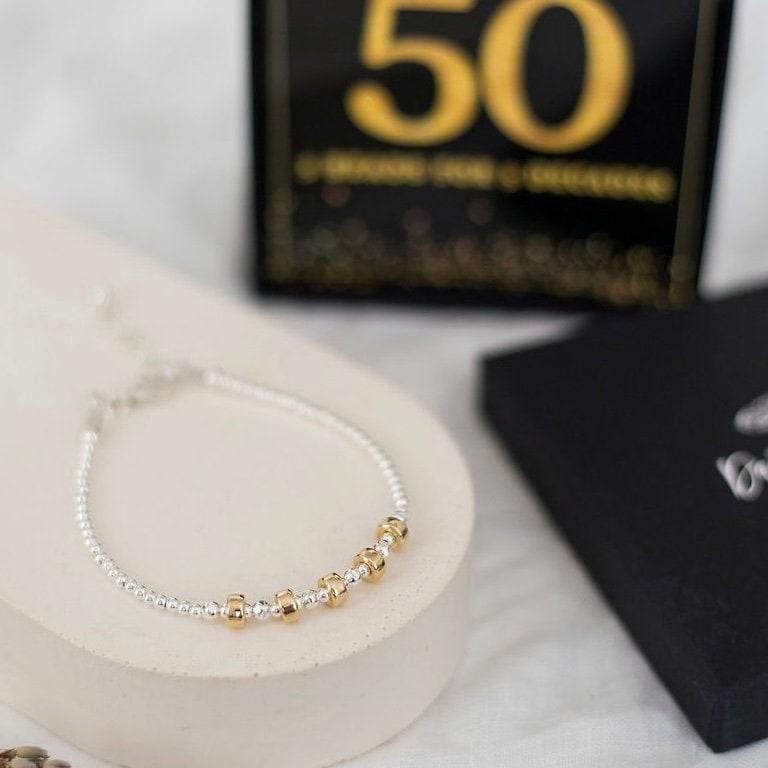 5 Decade Bracelet 50th Birthday Jewellery Gift for Her in Sterling Silver