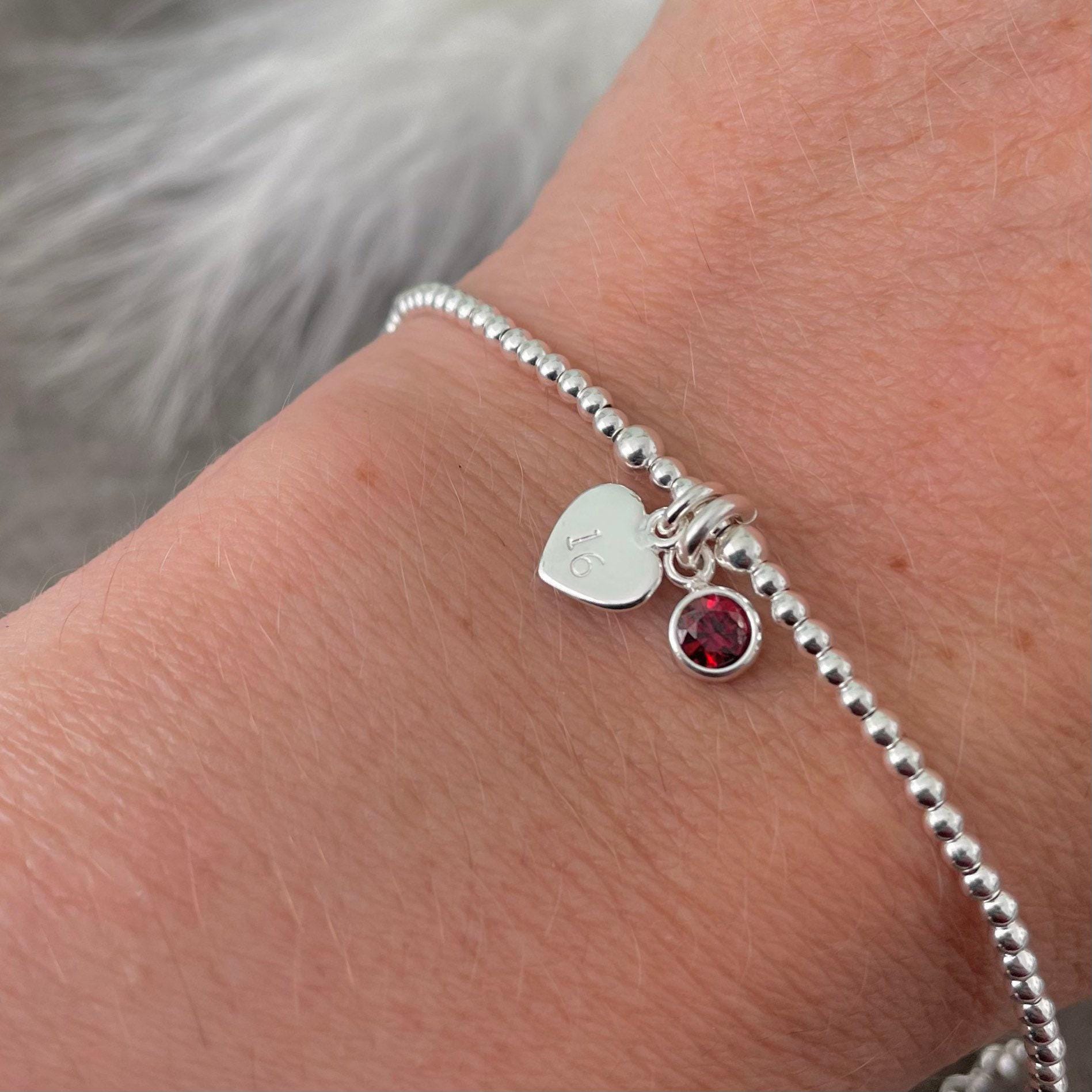 16th Birthday Milestone Gift, Dainty Bracelet with Cubic Zirconia Birthstone