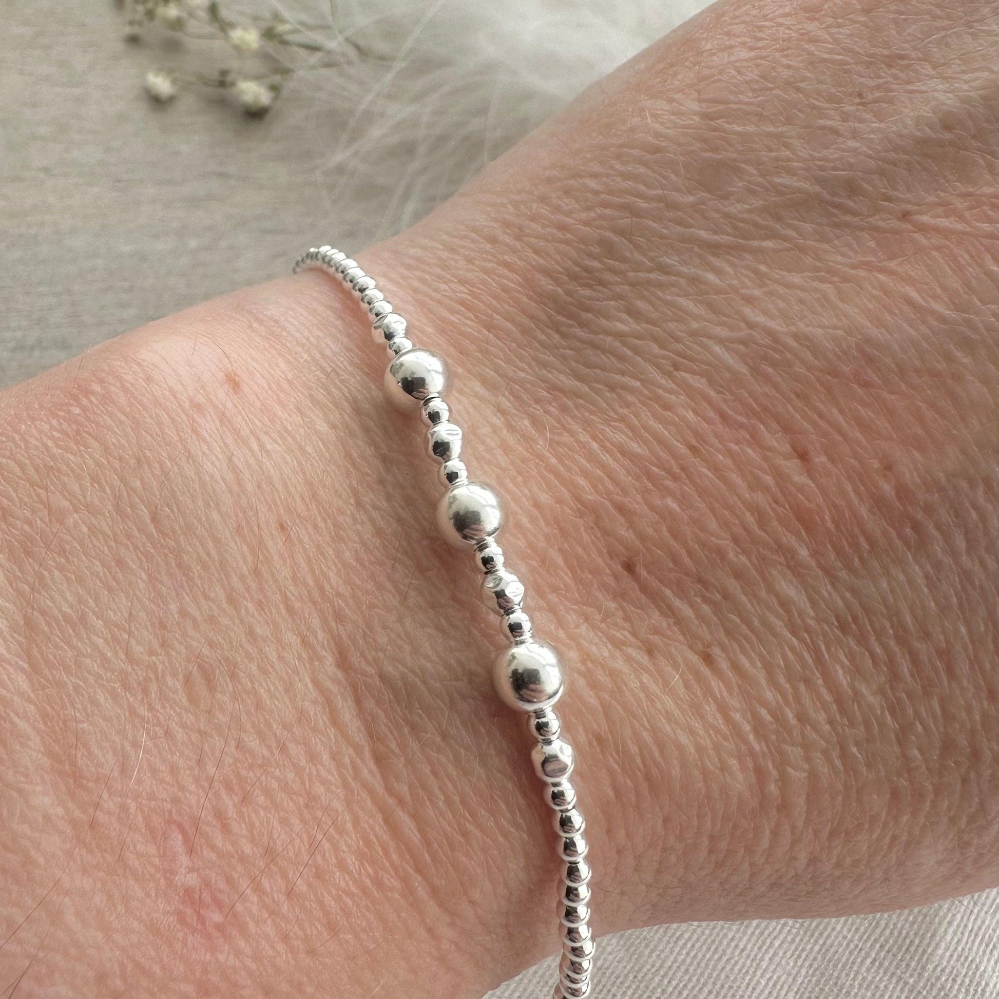 30th Birthday Gift 3 Beads 3 Decades Bracelet, Jewellery Gift for Her 30th in Sterling Silver