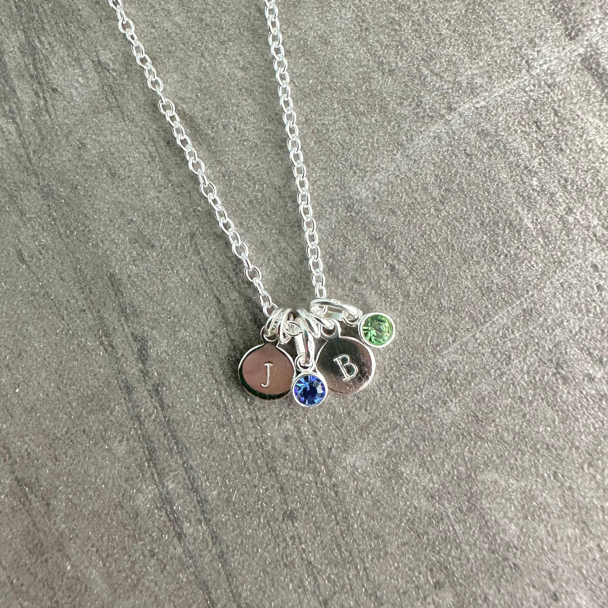 Initials Necklace with Crystal Birthstone Charms, Sentimental Gift for Mum