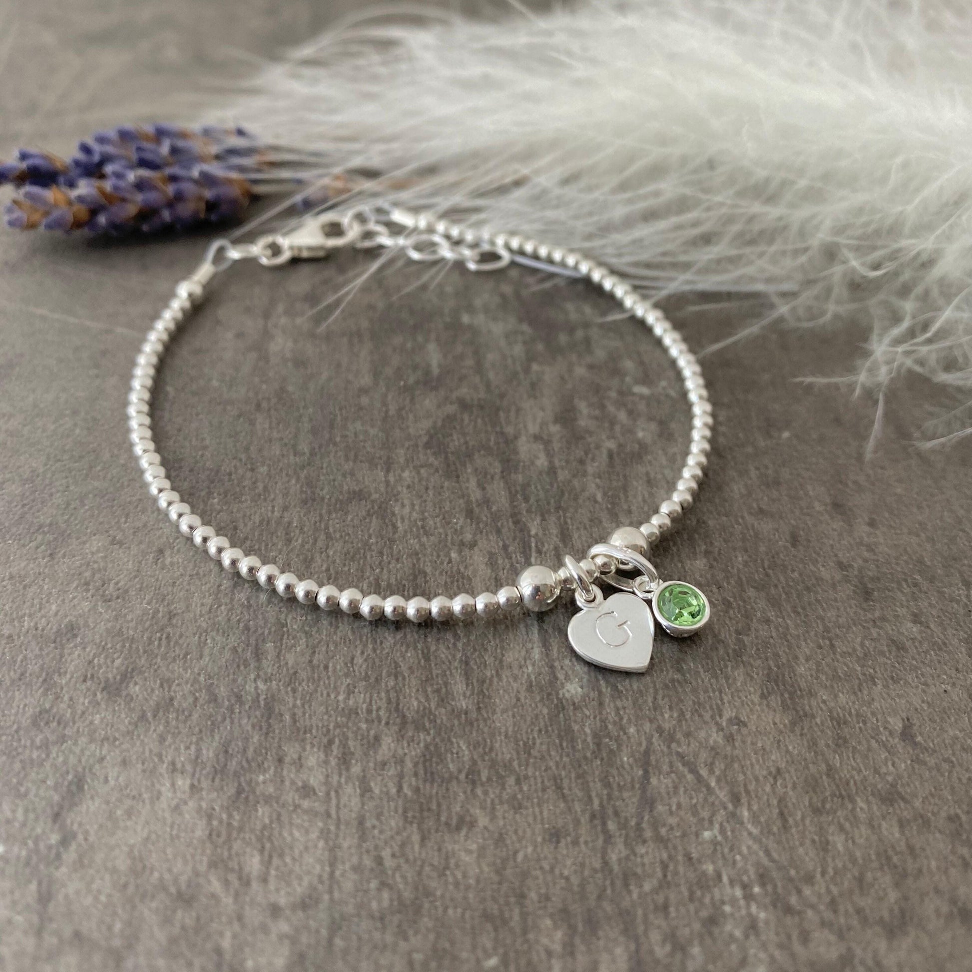 Keepsake Personalised Bracelet with birthstone crystal