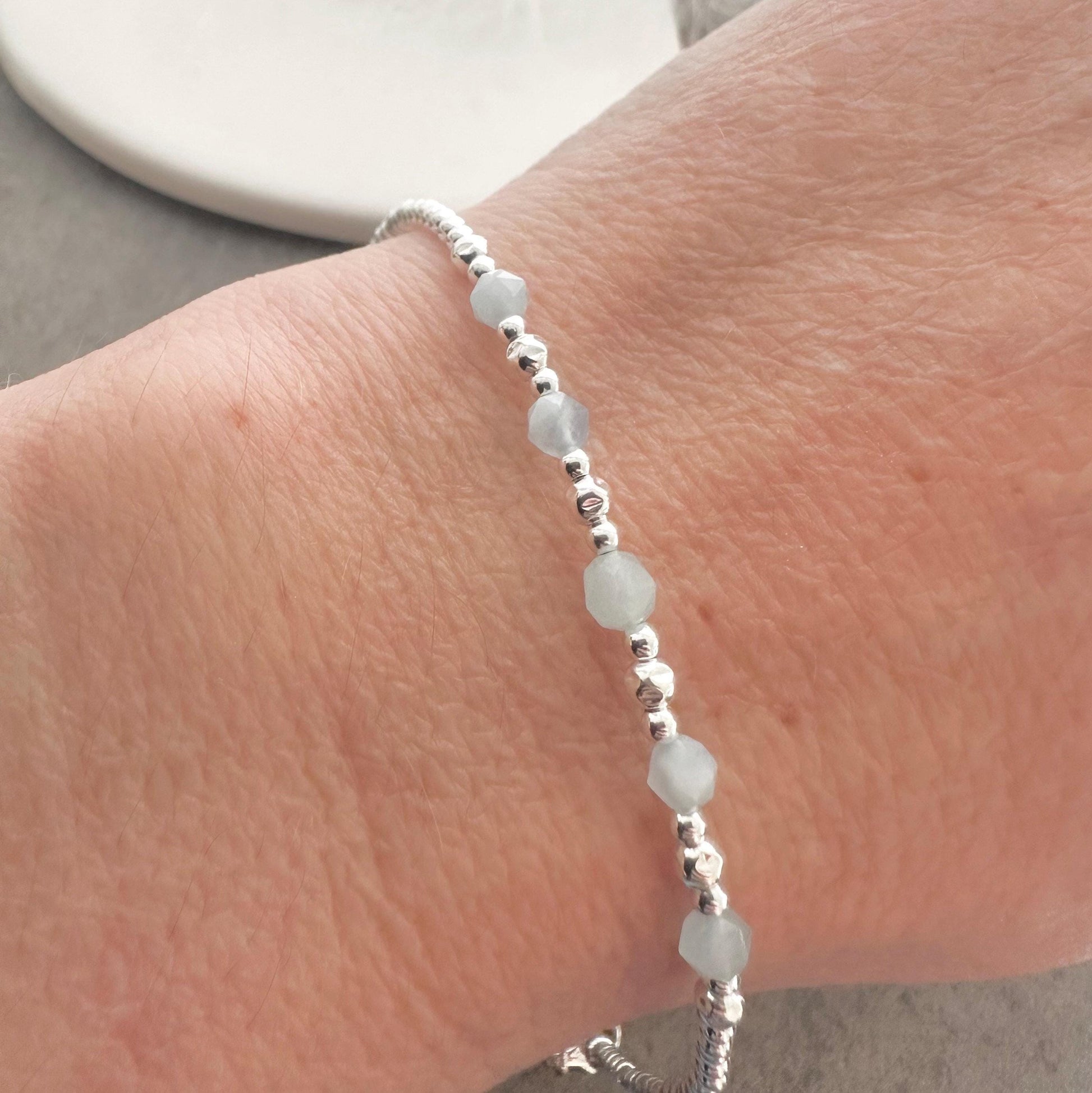 Aquamarine Bracelet the March Birthstone sterling silver bracelet birthday gift for women