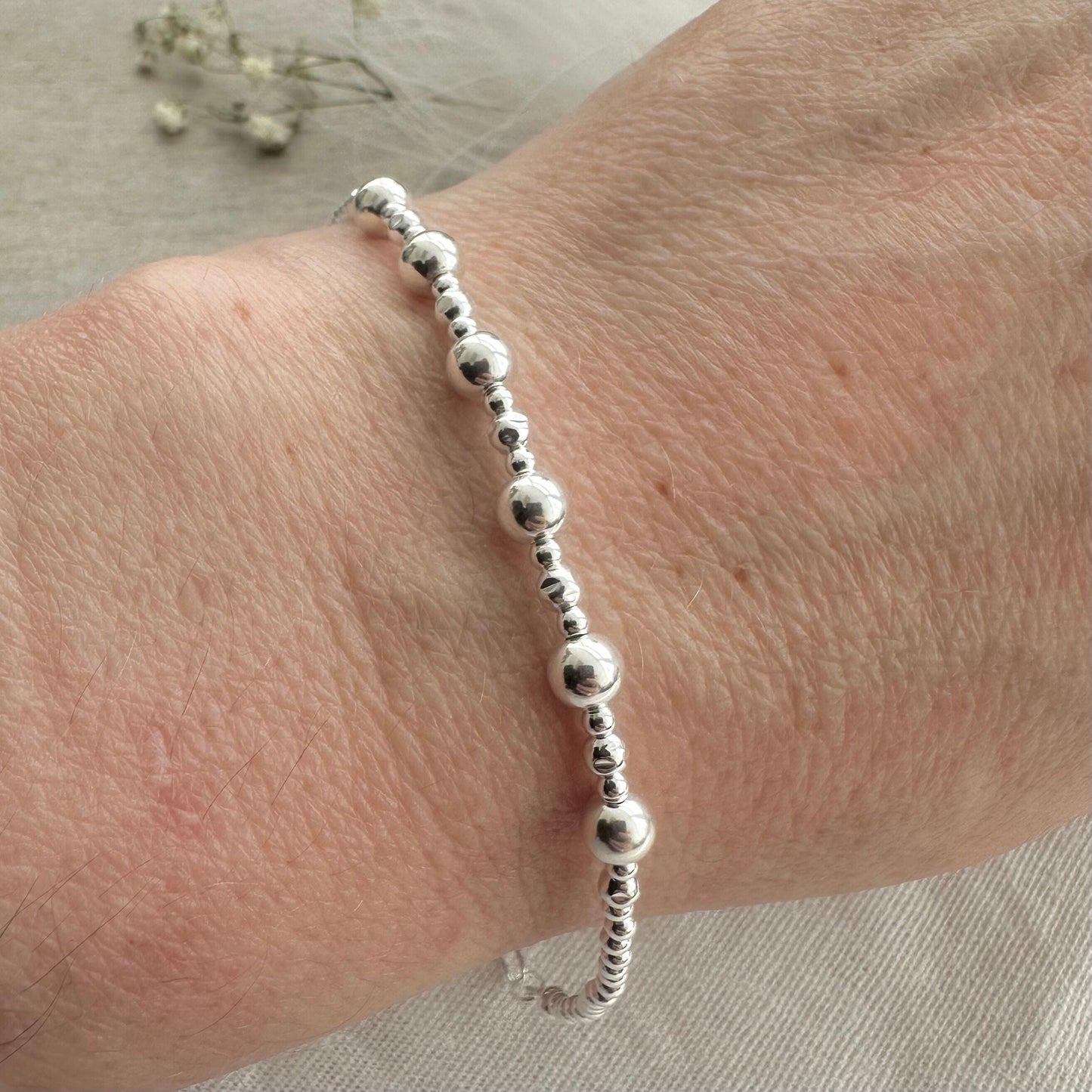 60th Birthday Gift 6 Beads 6 Decades Bracelet, Jewellery Gift for Her 60th in Sterling Silver