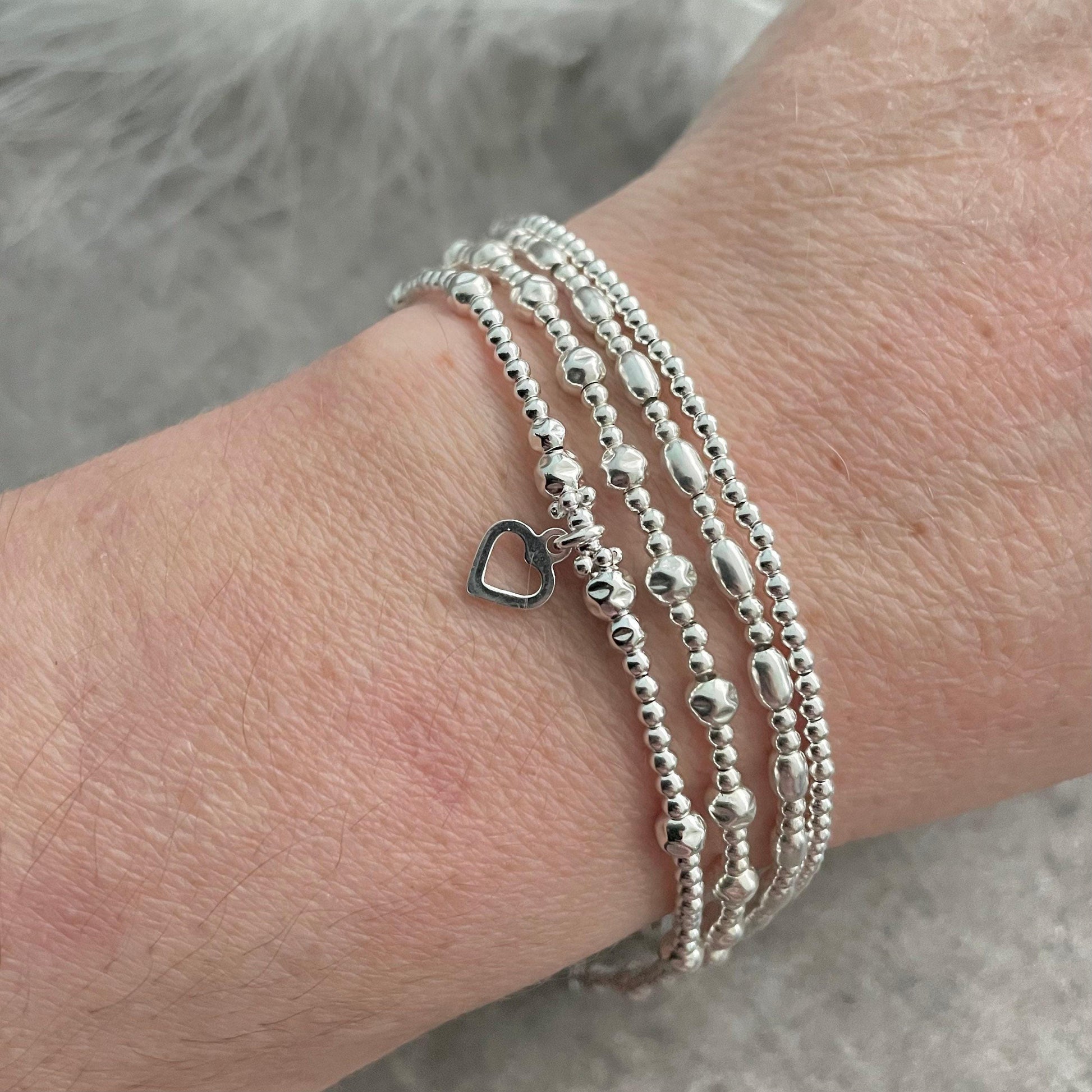 Silver Stacking Bracelet Set, Sterling Silver Bracelets