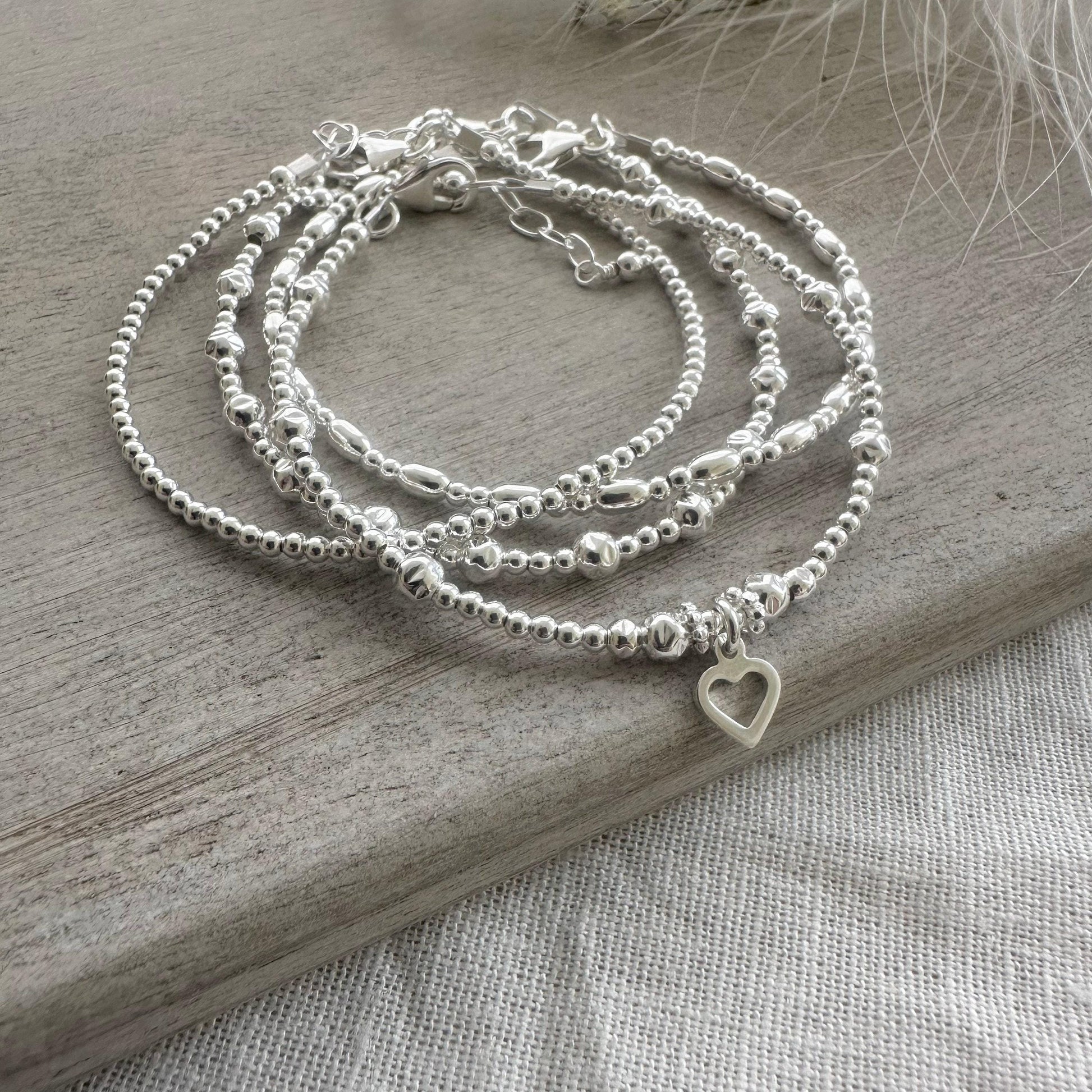 Silver Stacking Bracelet Set, Sterling Silver Bracelets