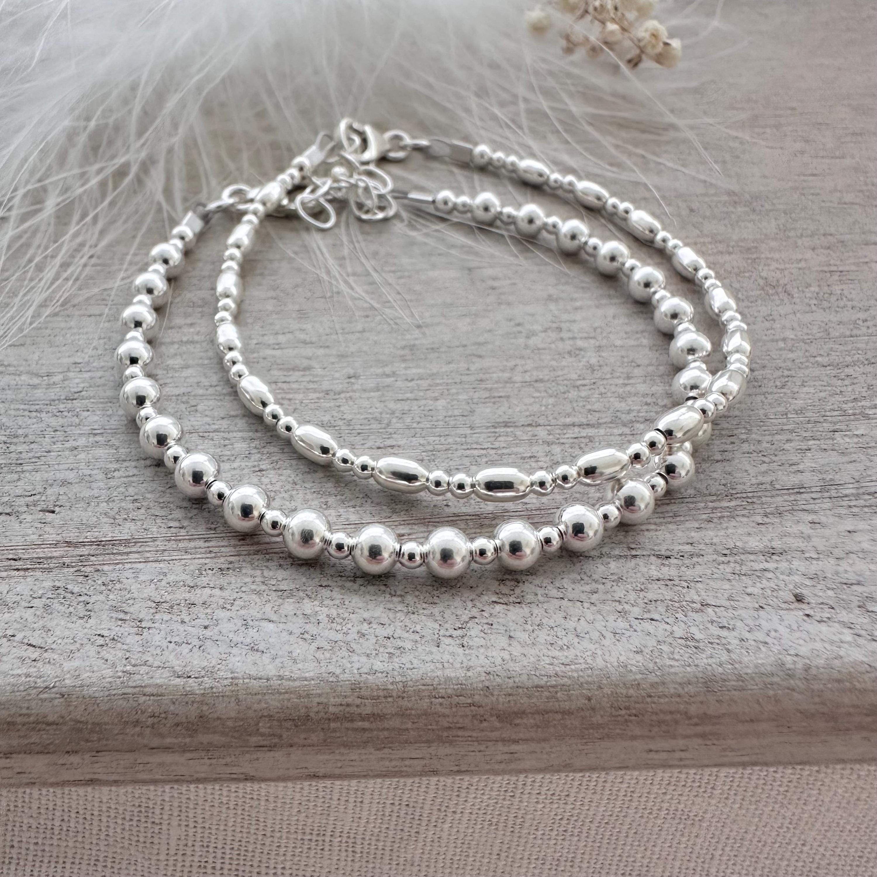 925 Silver beaded necklace 925 bracelet 2024