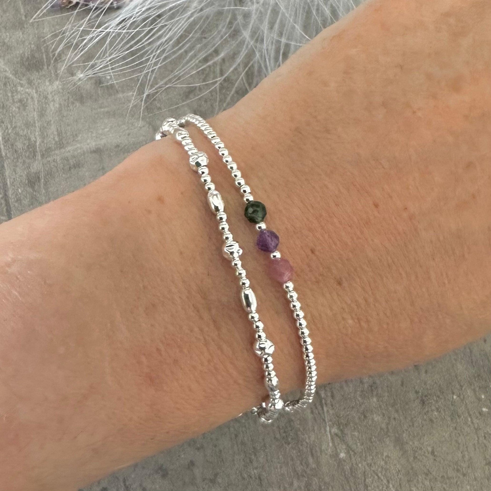 Family Birthstone Layering Bracelet Set, Gift for Mum