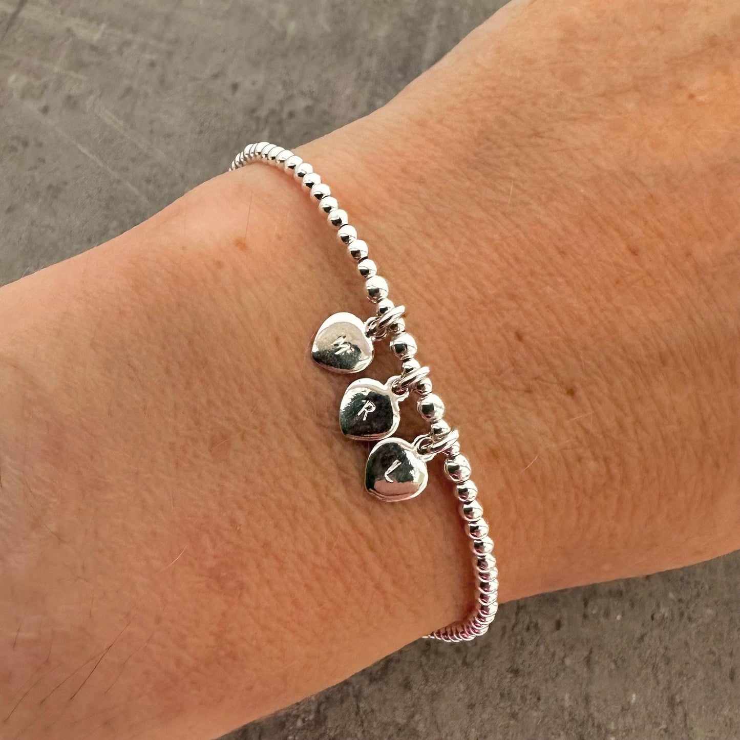 Personalised Slider Bracelet with Initial Charm Bracelet, Sterling Silver bracelet